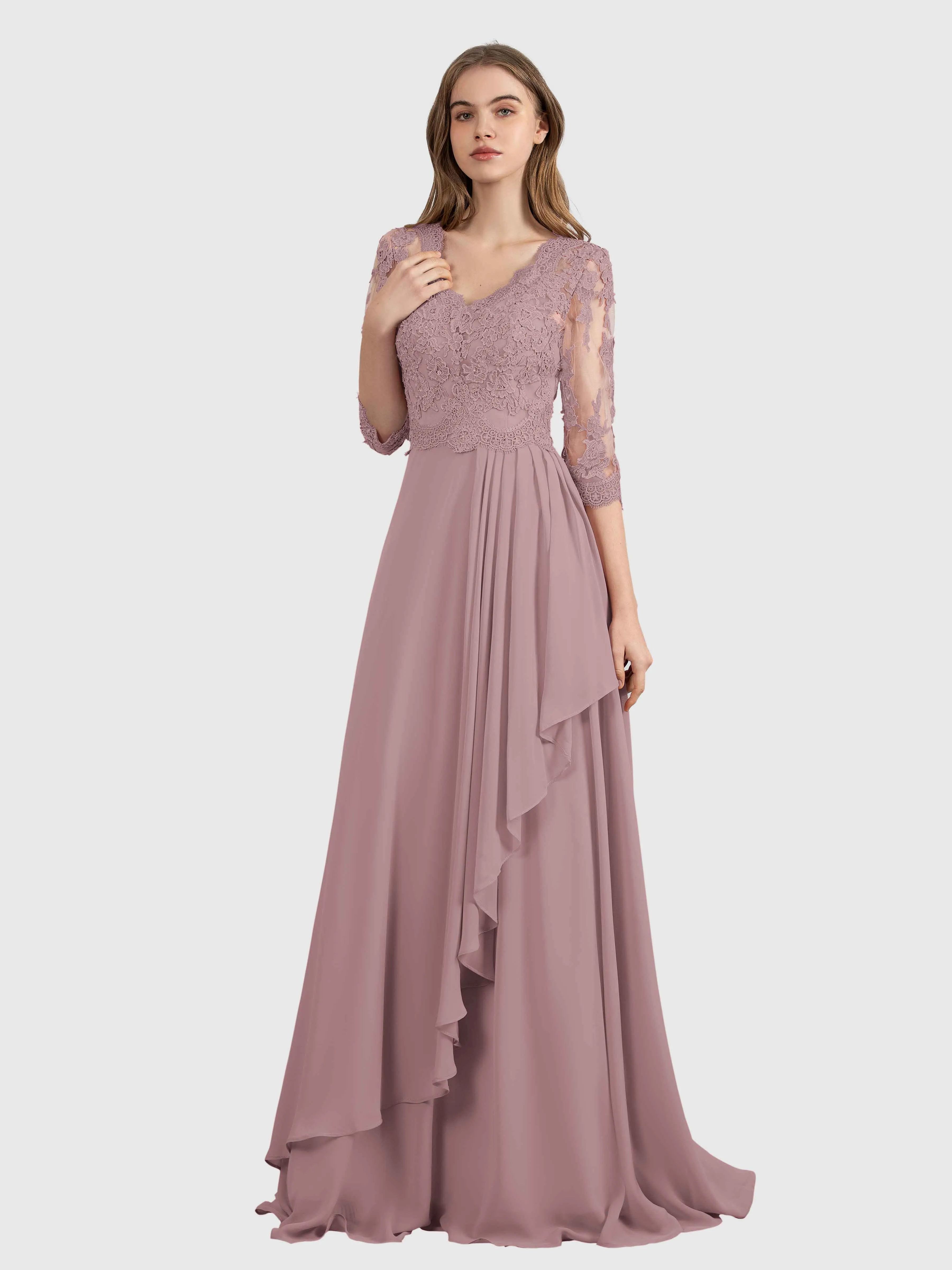 Aria Graceful Pleats Beading Lace Mother of the Bride Dresses