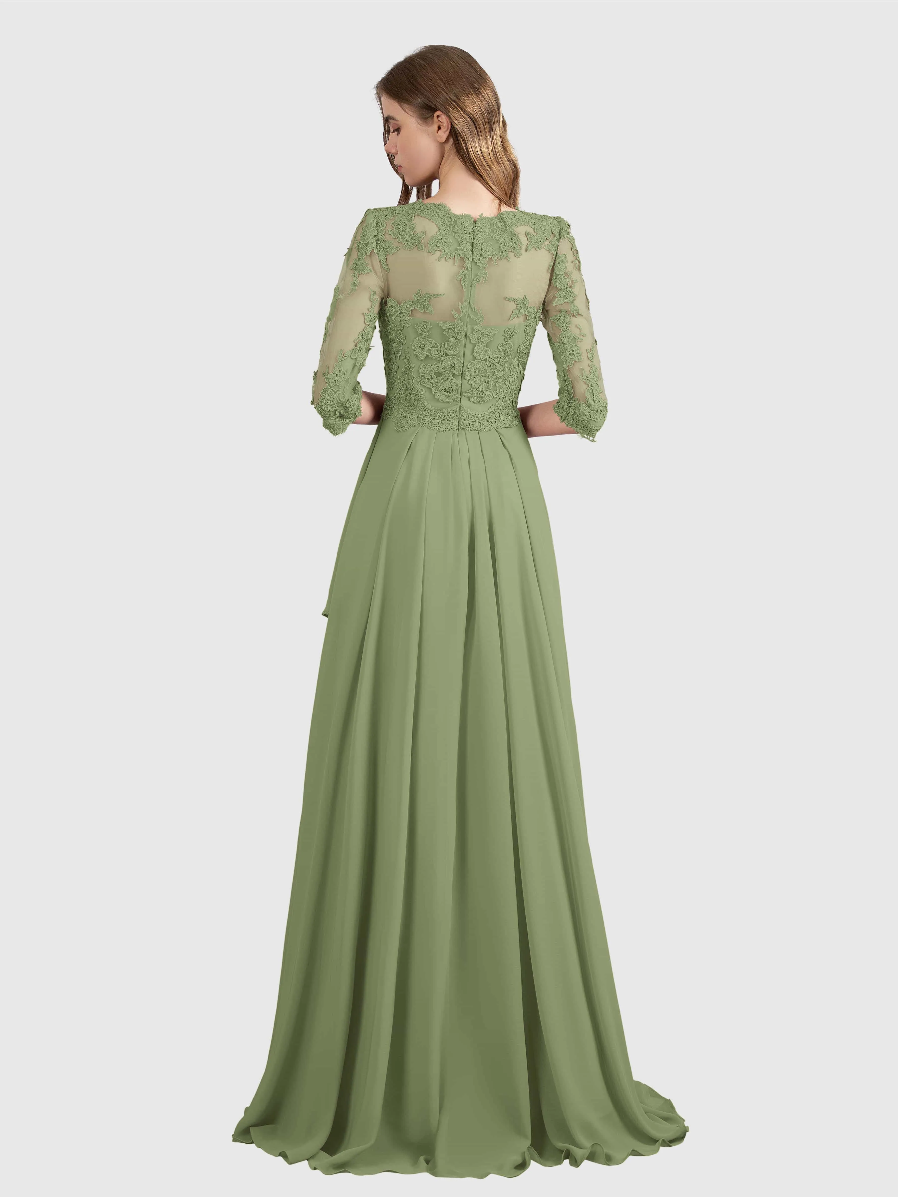 Aria Graceful Pleats Beading Lace Mother of the Bride Dresses