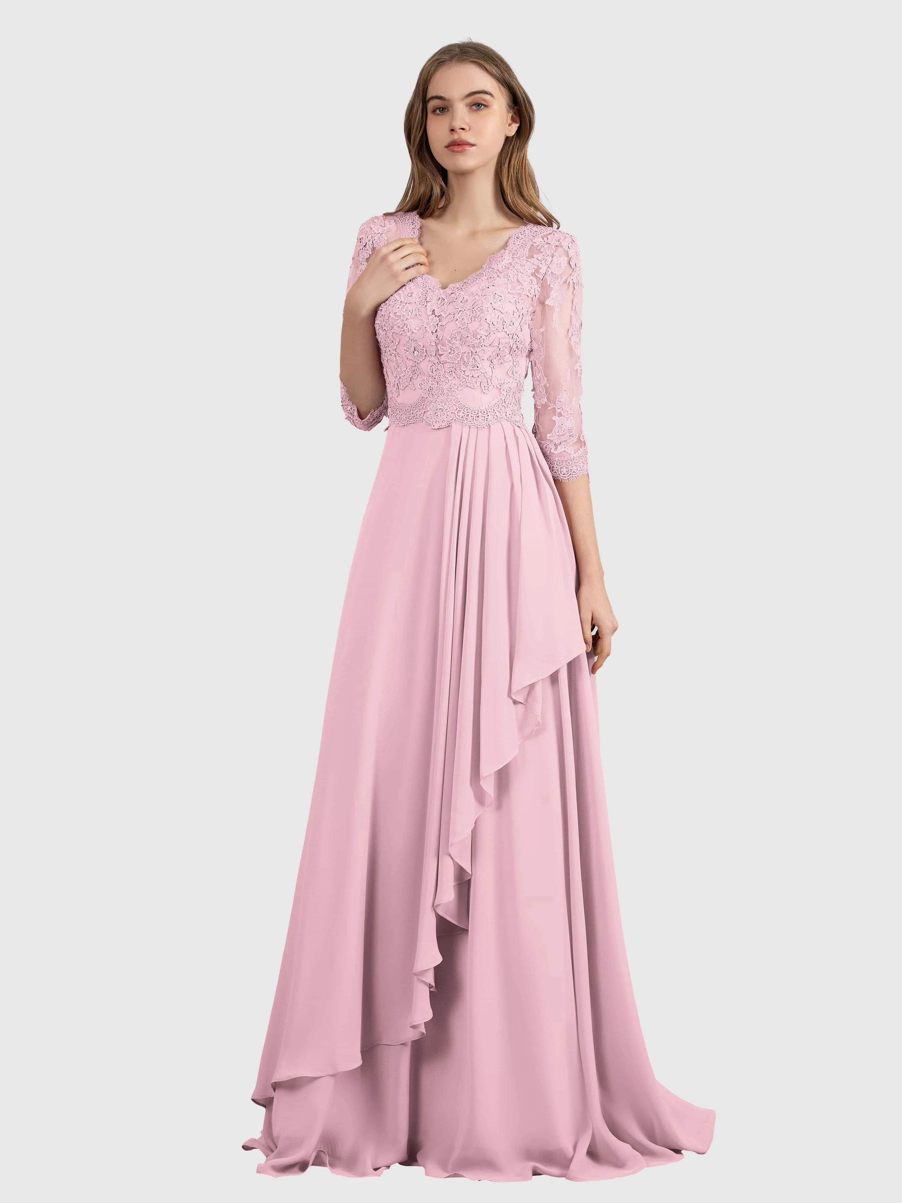 Aria Graceful Pleats Beading Lace Mother of the Bride Dresses