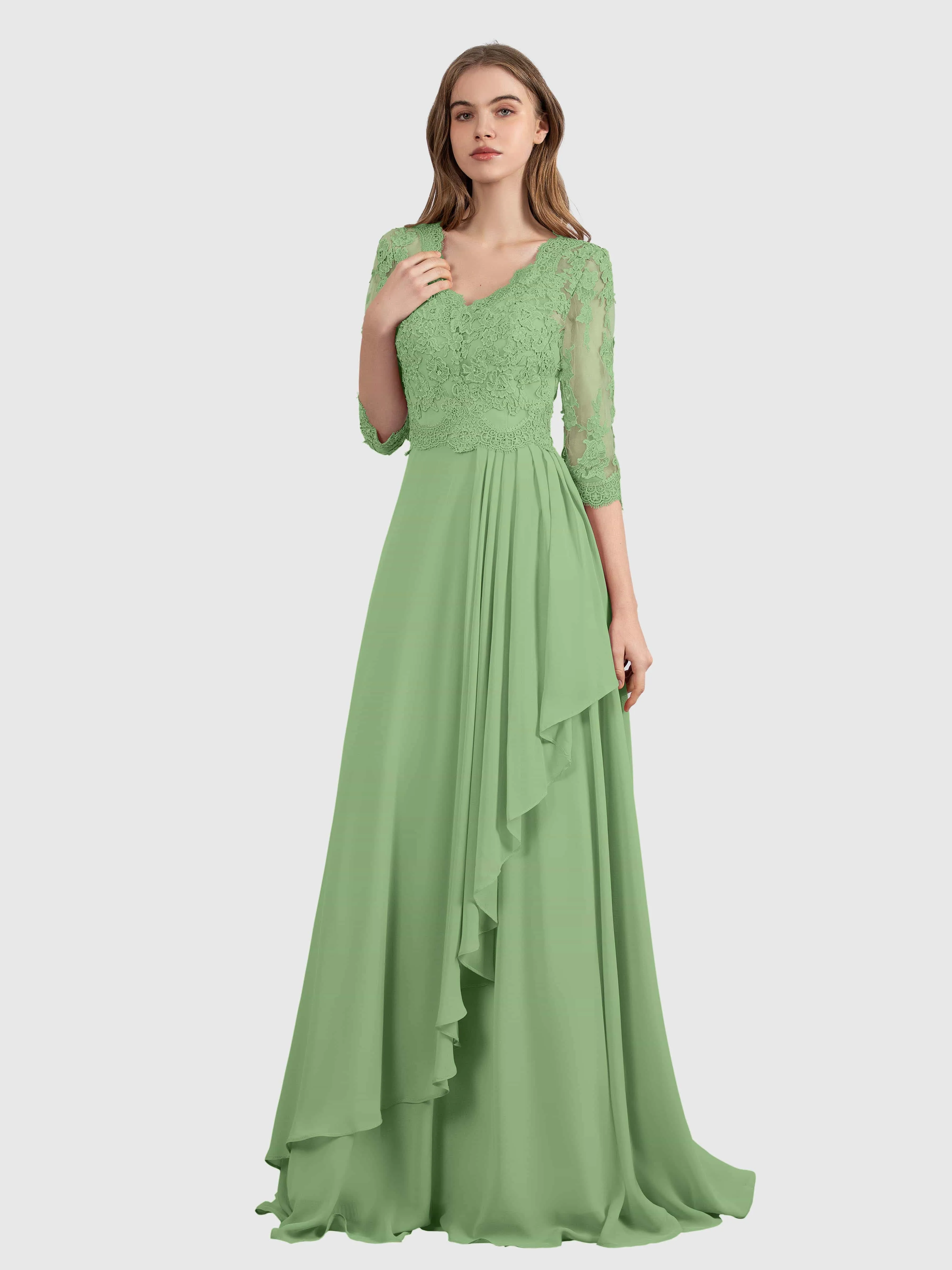 Aria Graceful Pleats Beading Lace Mother of the Bride Dresses