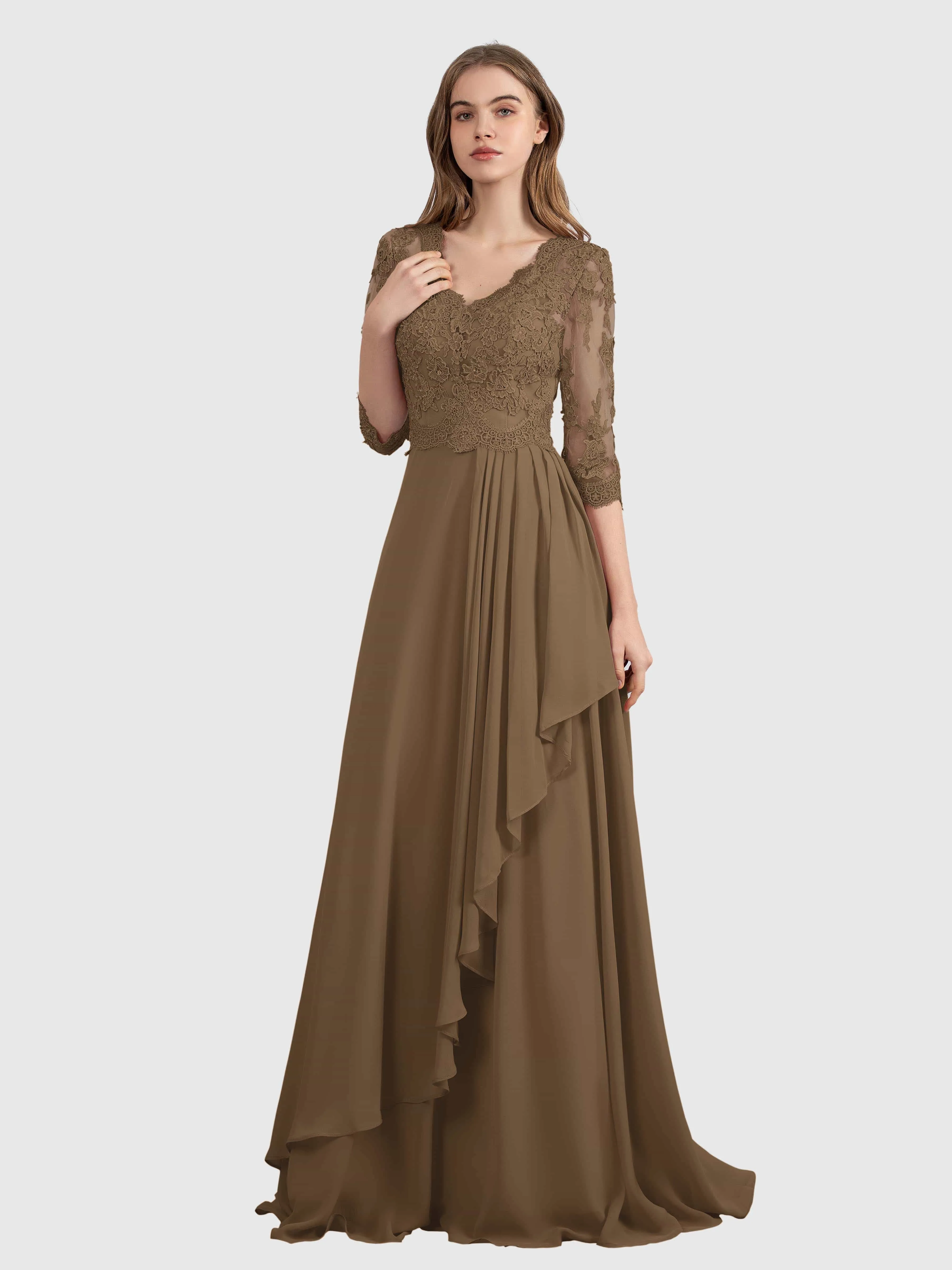 Aria Graceful Pleats Beading Lace Mother of the Bride Dresses
