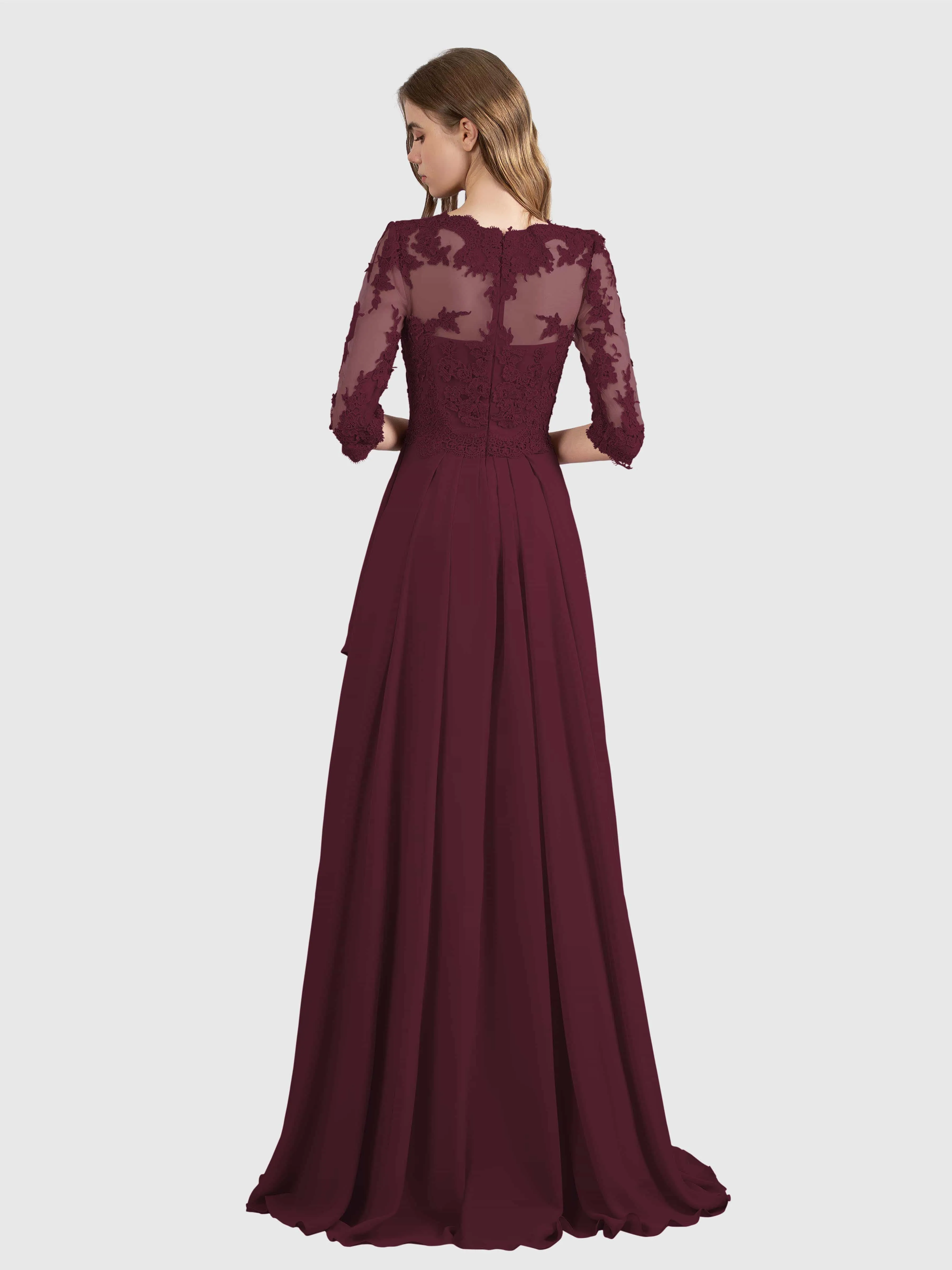 Aria Graceful Pleats Beading Lace Mother of the Bride Dresses