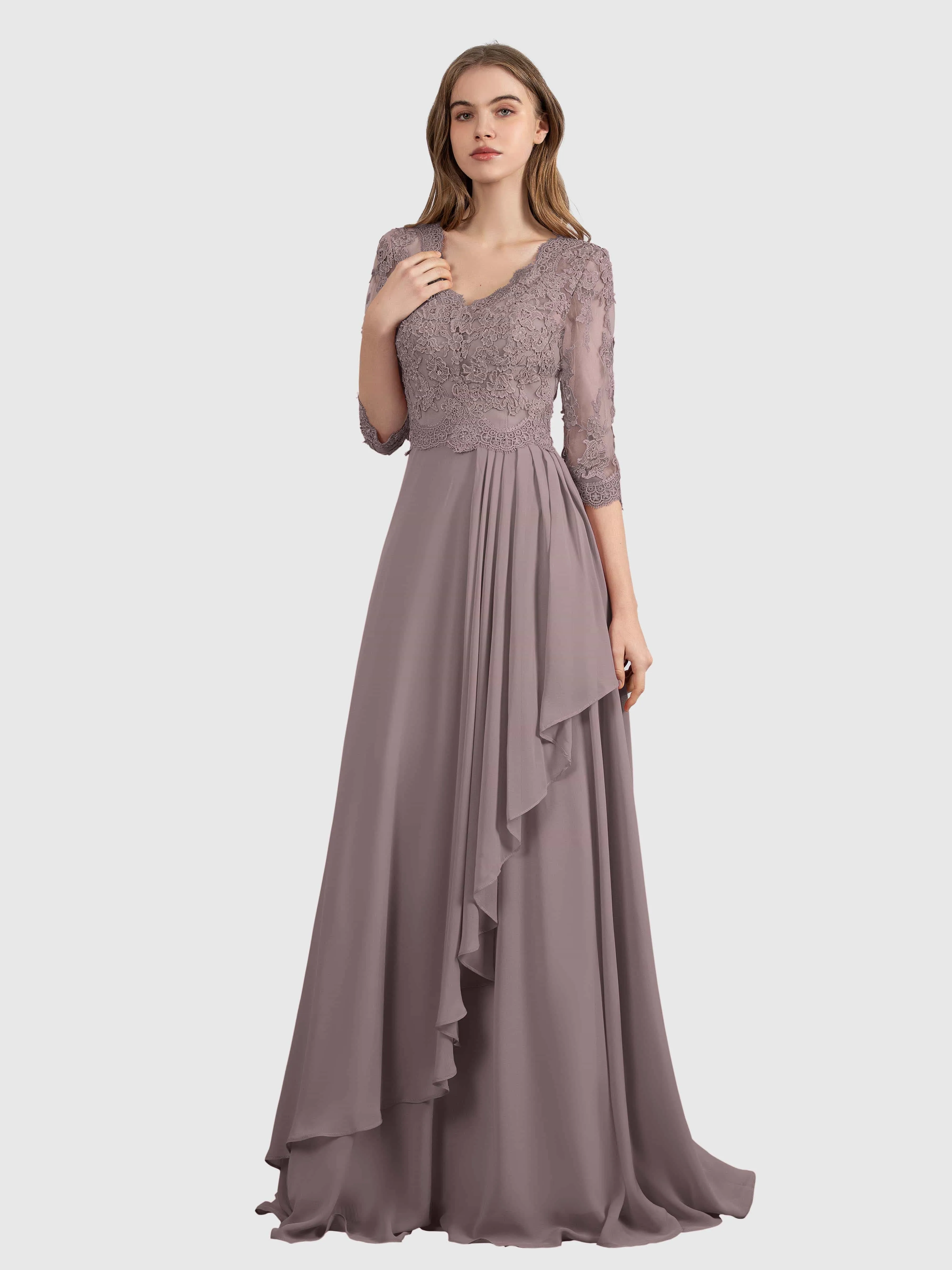 Aria Graceful Pleats Beading Lace Mother of the Bride Dresses