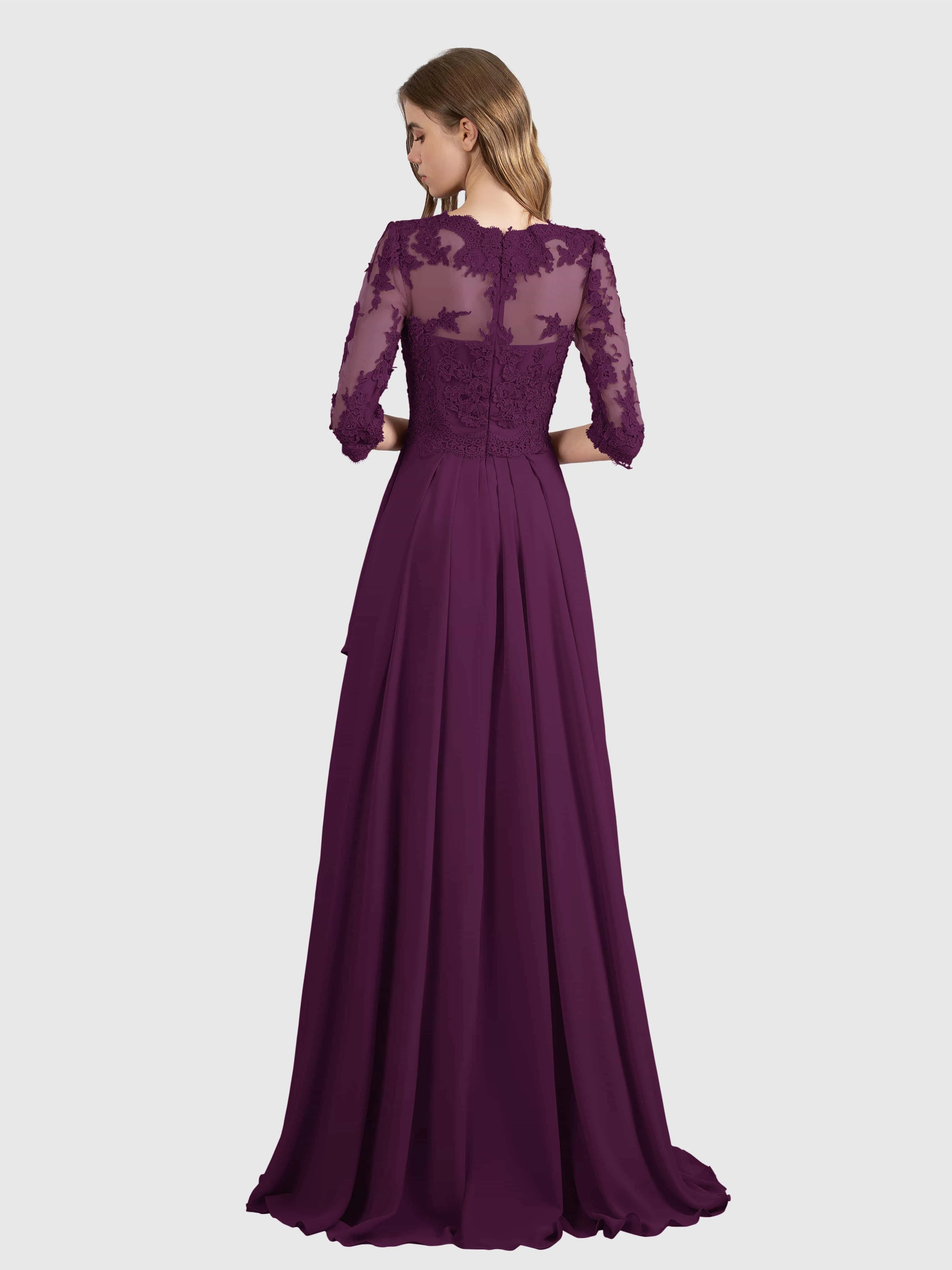 Aria Graceful Pleats Beading Lace Mother of the Bride Dresses