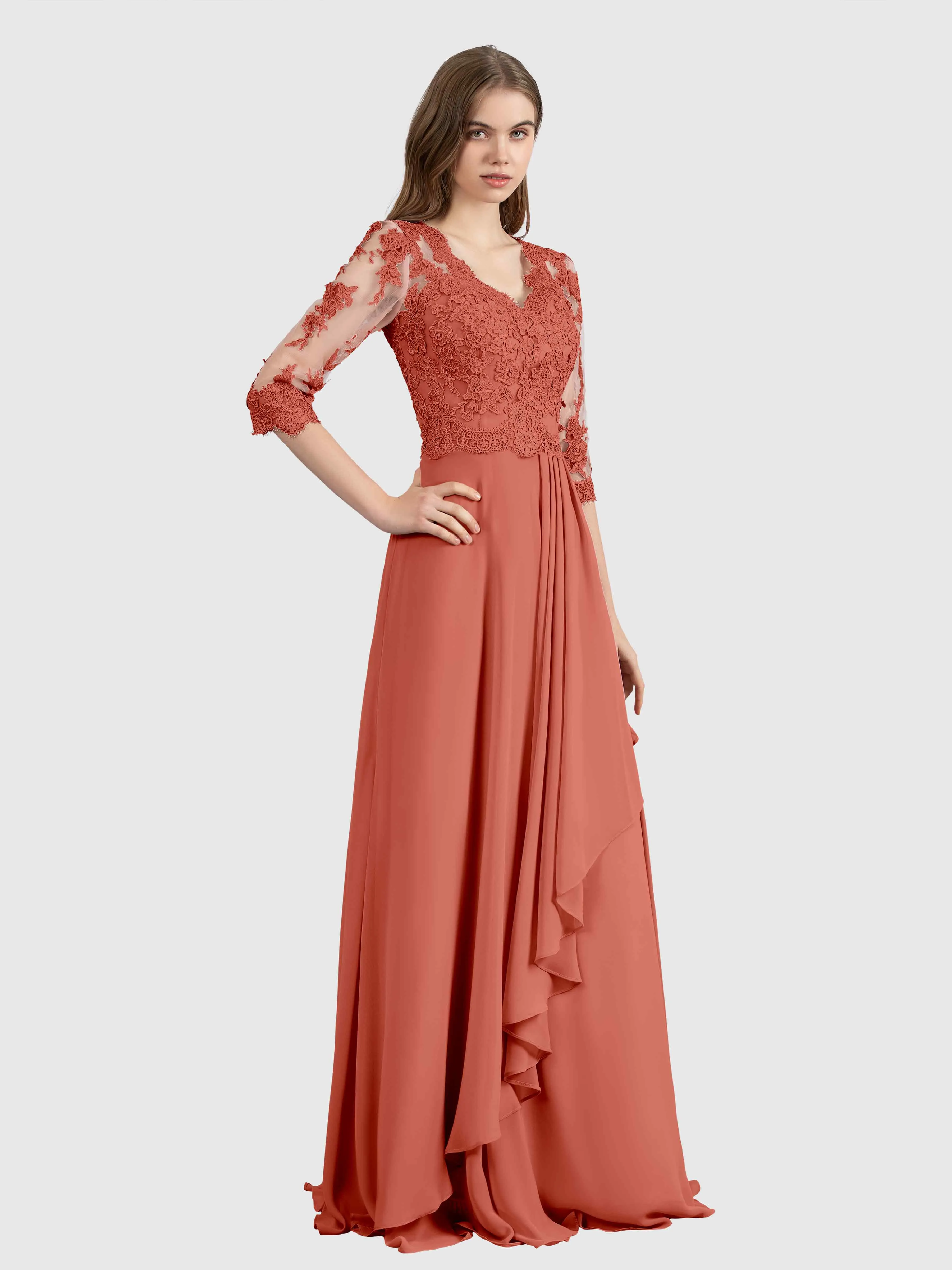 Aria Graceful Pleats Beading Lace Mother of the Bride Dresses