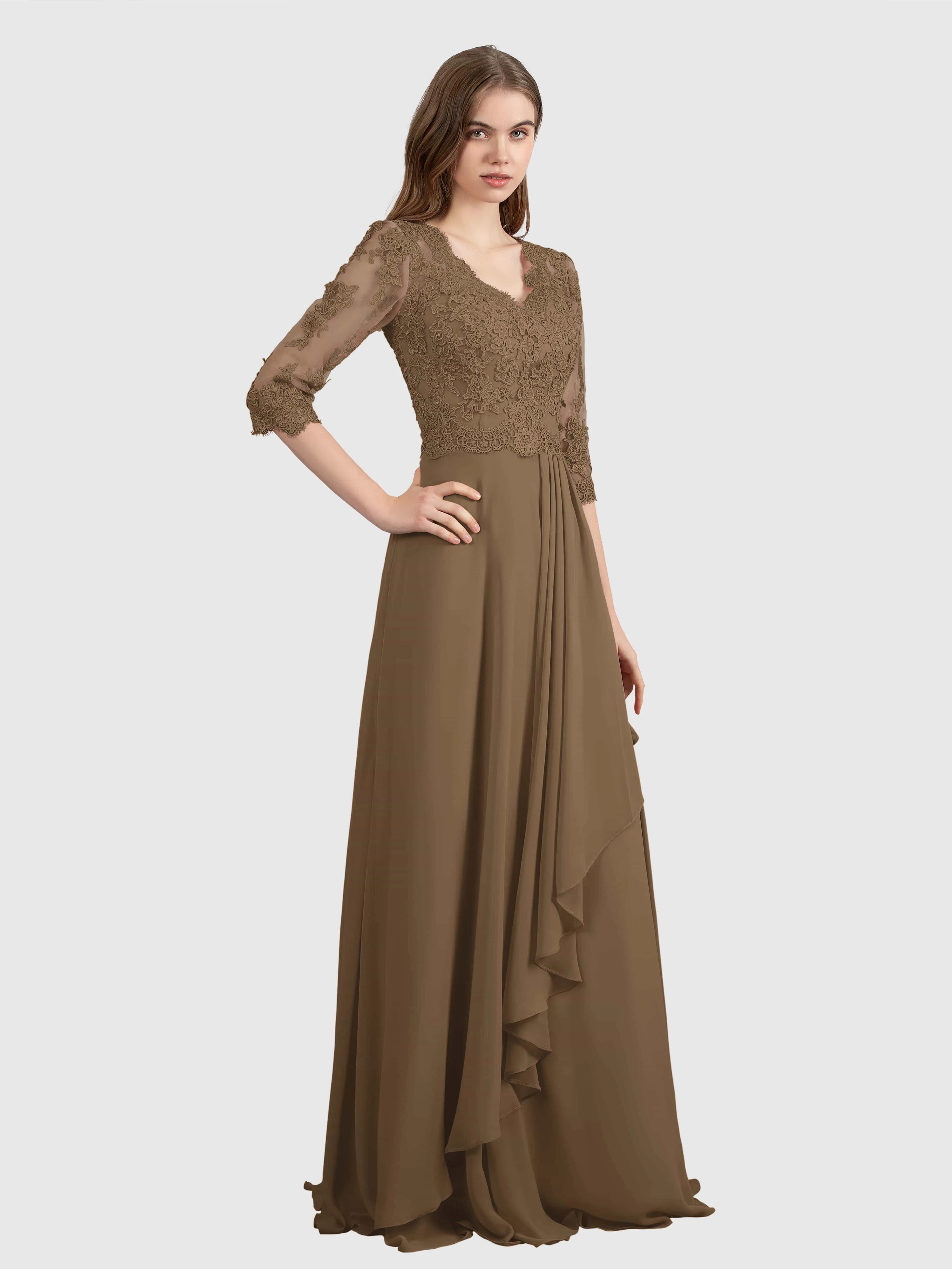 Aria Graceful Pleats Beading Lace Mother of the Bride Dresses
