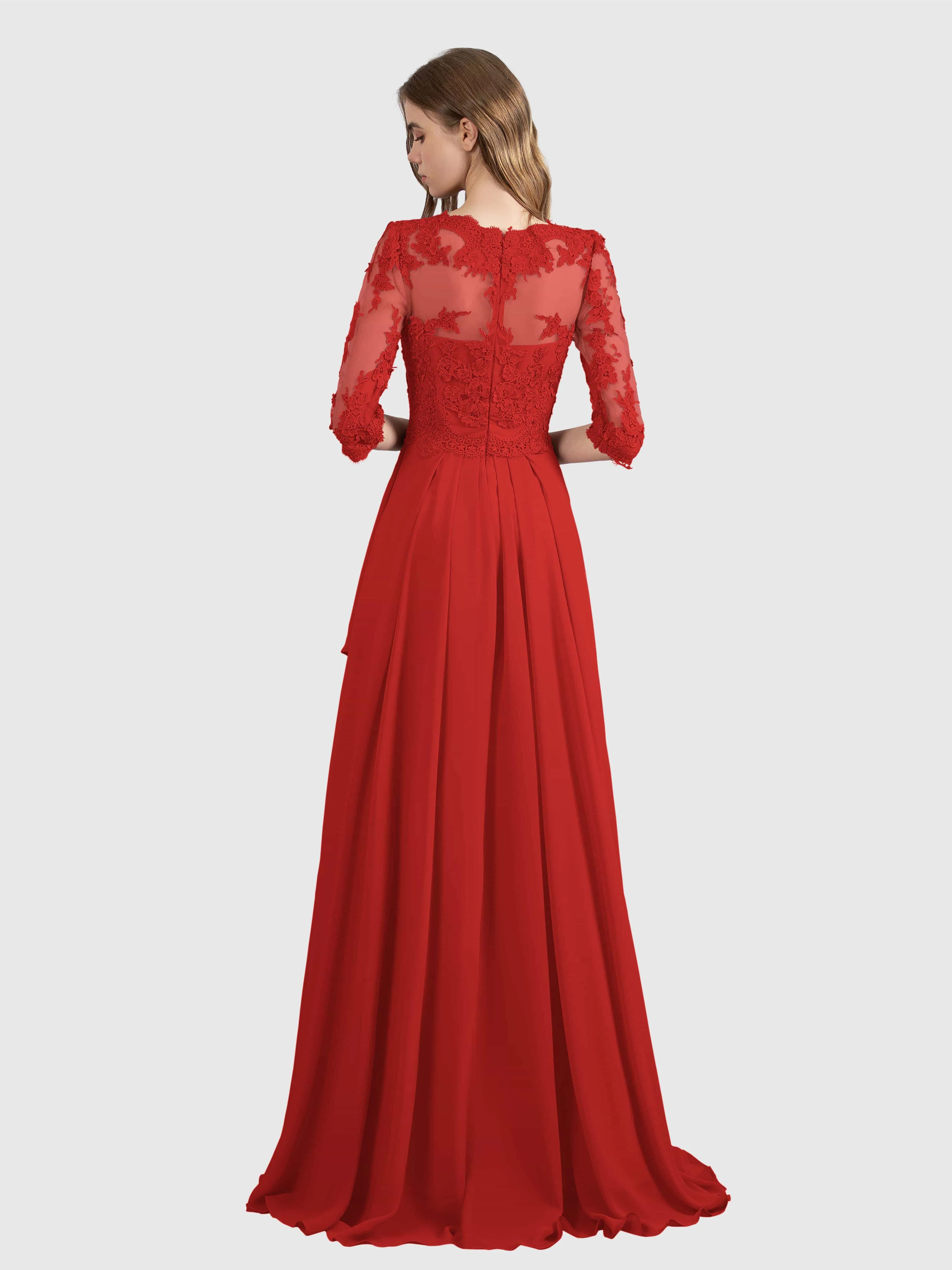 Aria Graceful Pleats Beading Lace Mother of the Bride Dresses