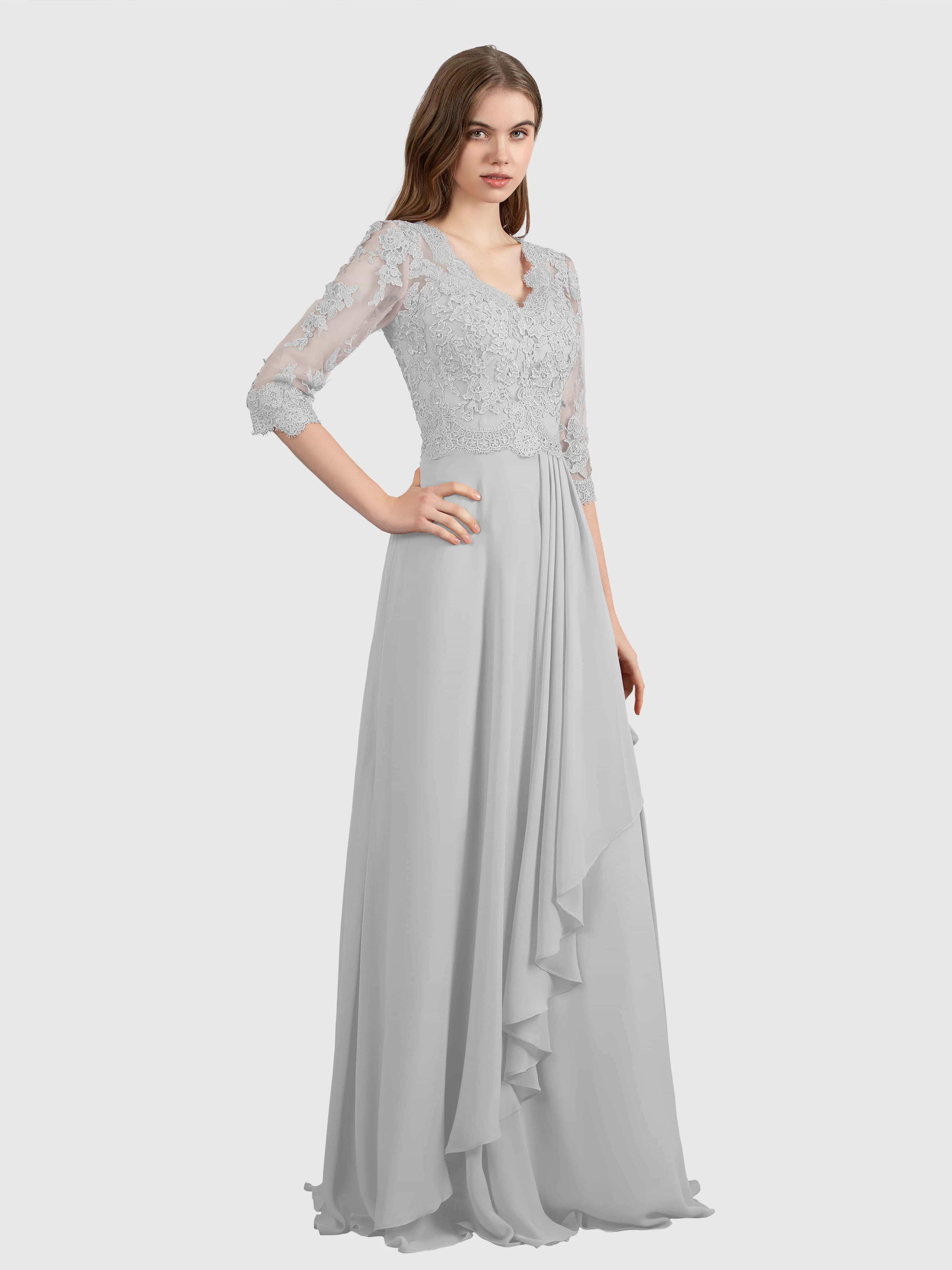 Aria Graceful Pleats Beading Lace Mother of the Bride Dresses