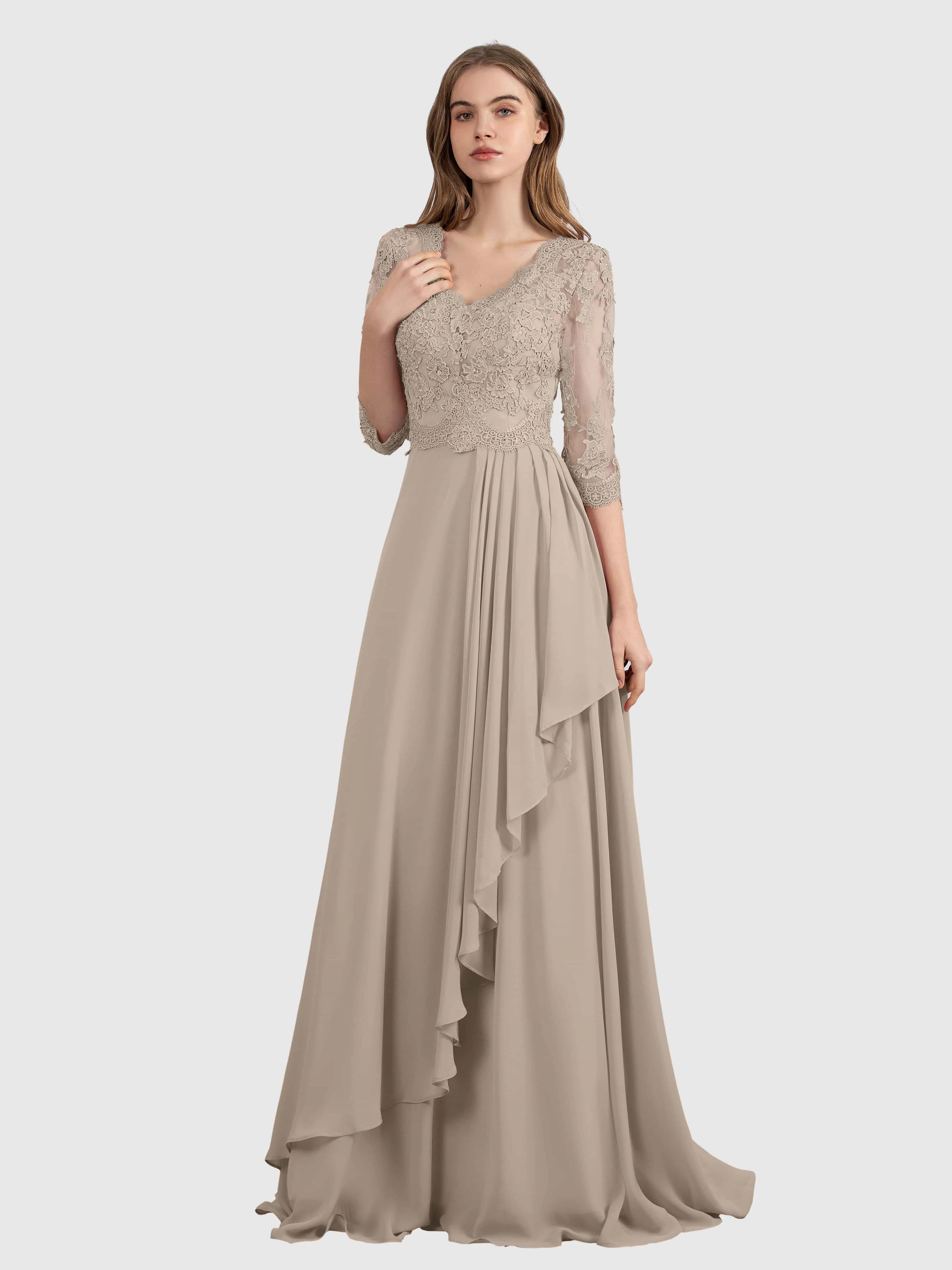 Aria Graceful Pleats Beading Lace Mother of the Bride Dresses