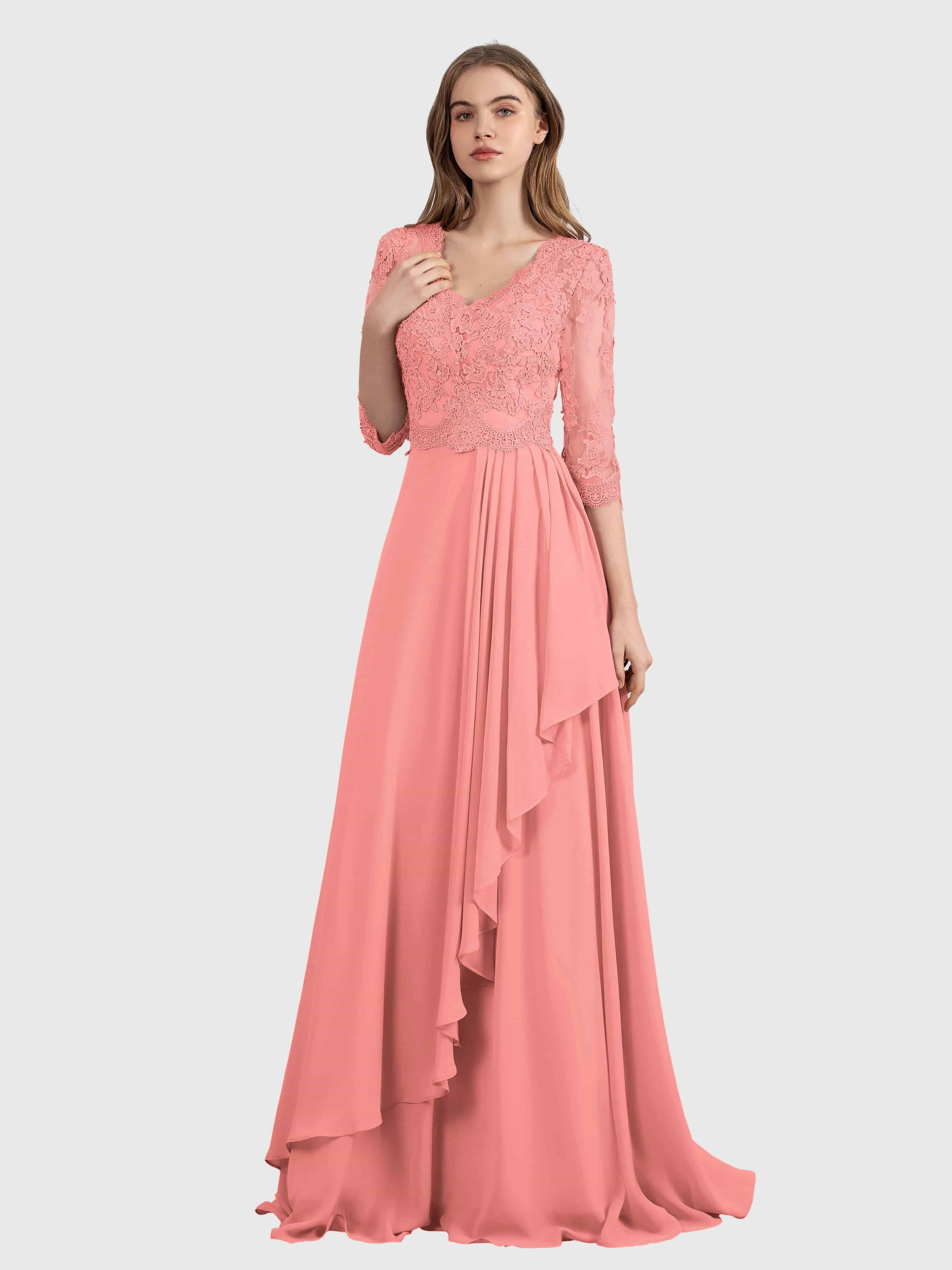 Aria Graceful Pleats Beading Lace Mother of the Bride Dresses