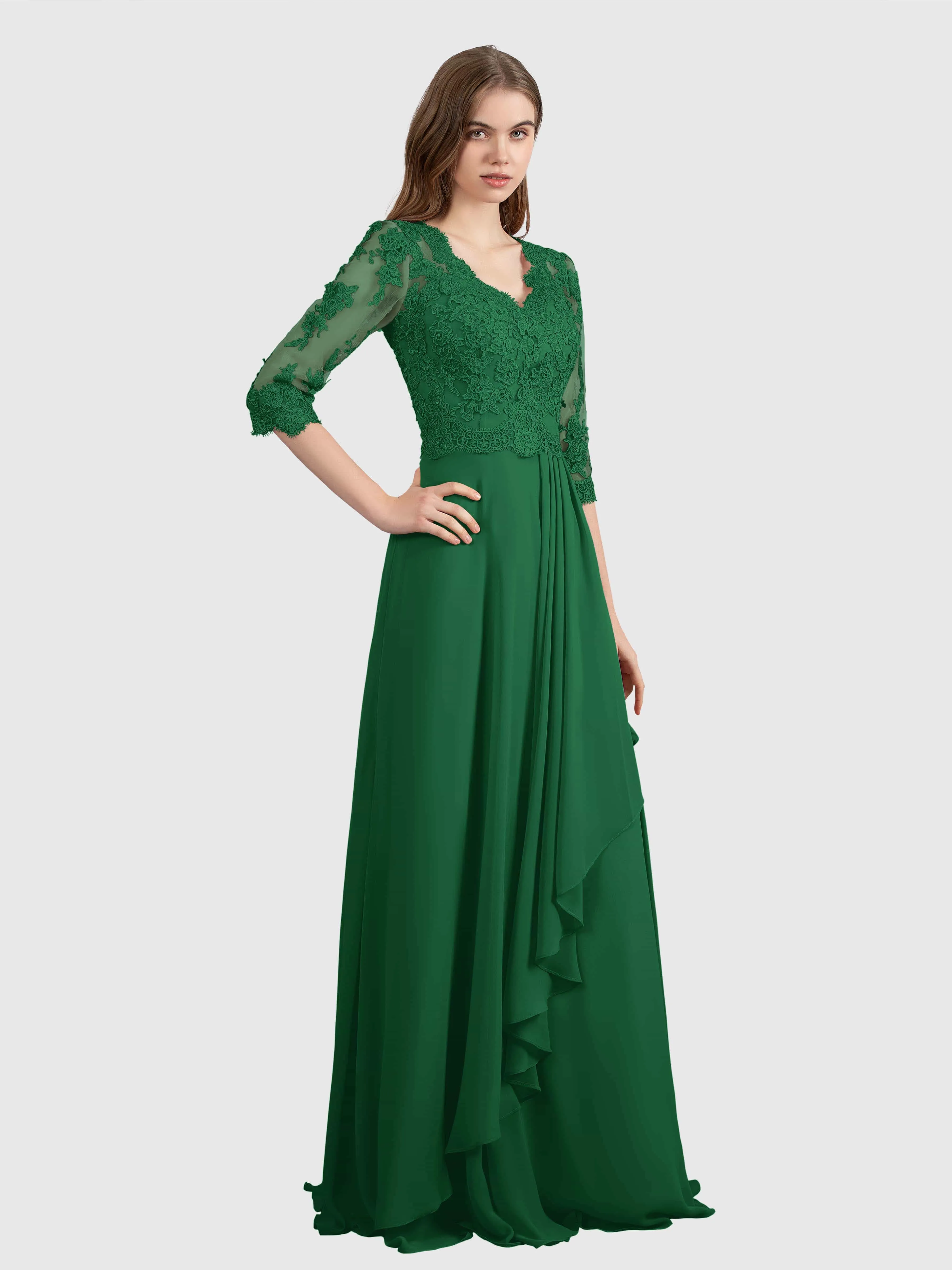 Aria Graceful Pleats Beading Lace Mother of the Bride Dresses