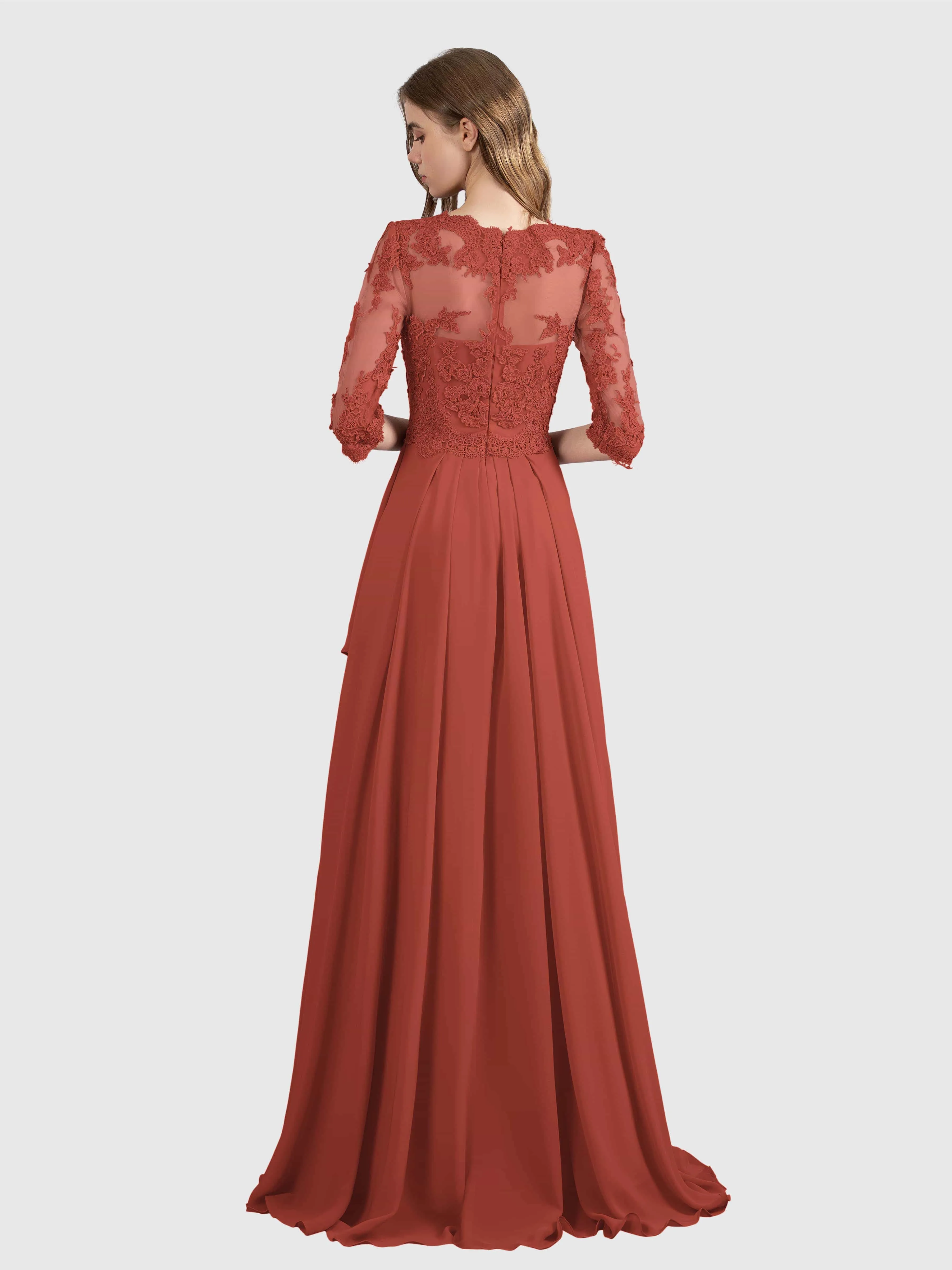 Aria Graceful Pleats Beading Lace Mother of the Bride Dresses