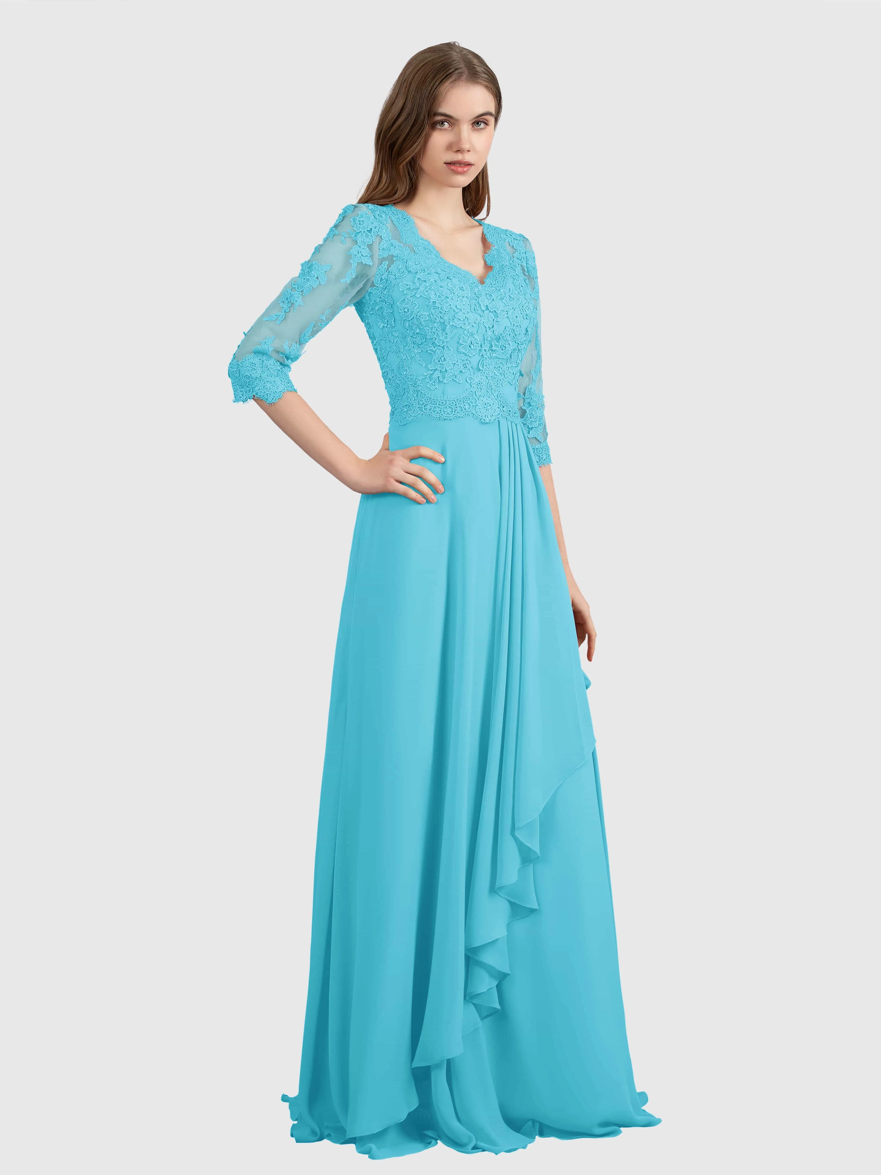 Aria Graceful Pleats Beading Lace Mother of the Bride Dresses