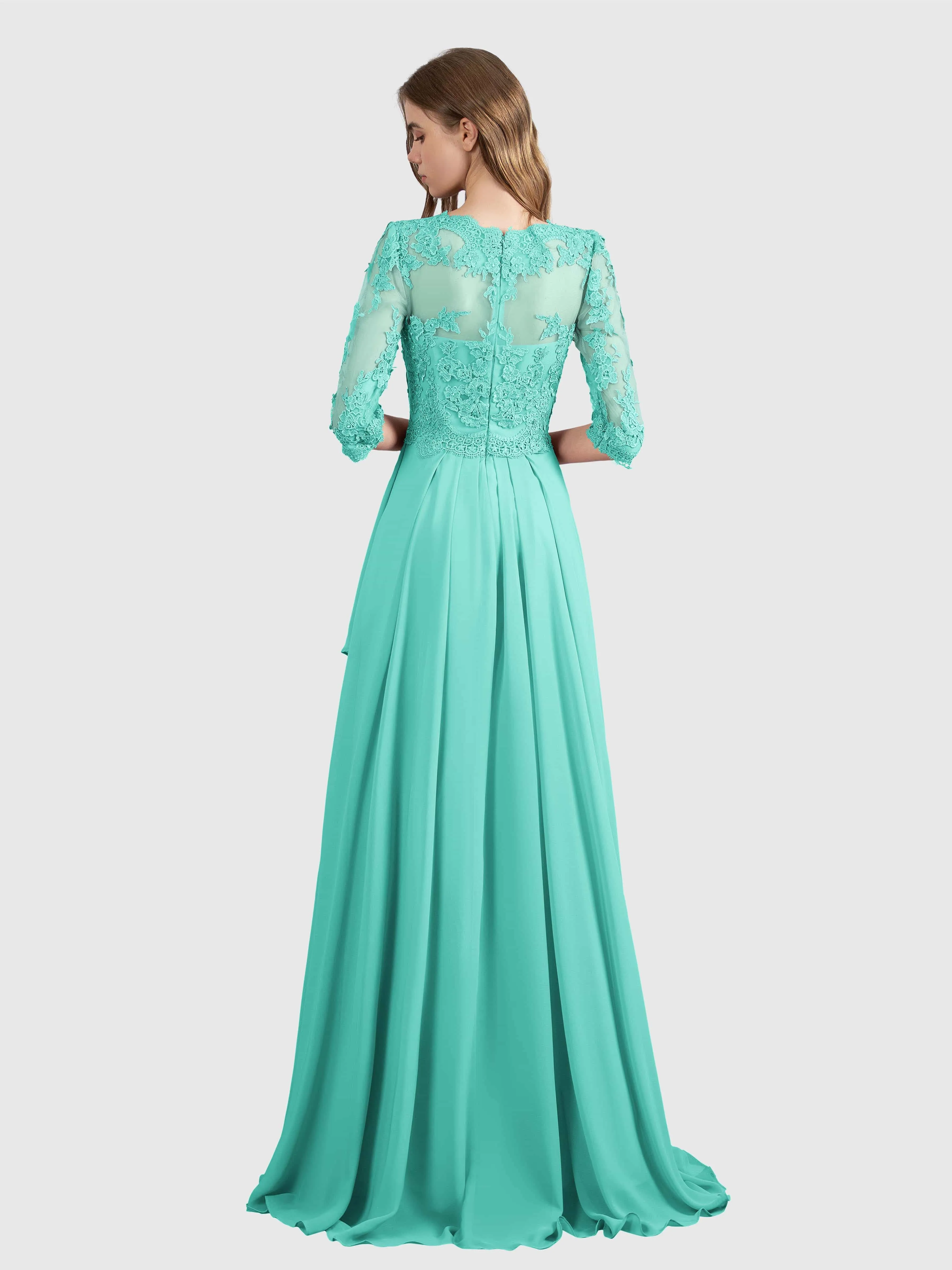 Aria Graceful Pleats Beading Lace Mother of the Bride Dresses