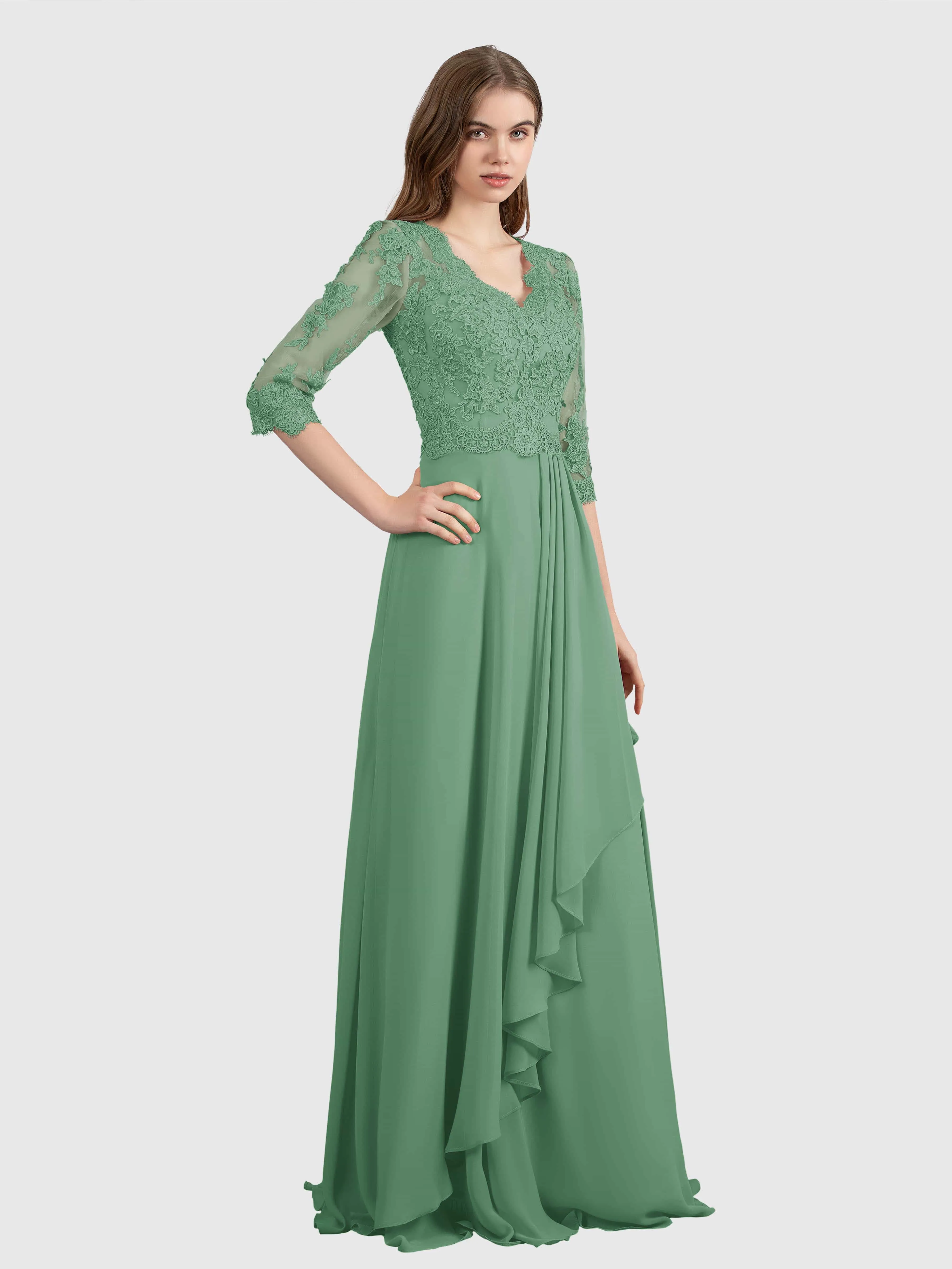 Aria Graceful Pleats Beading Lace Mother of the Bride Dresses
