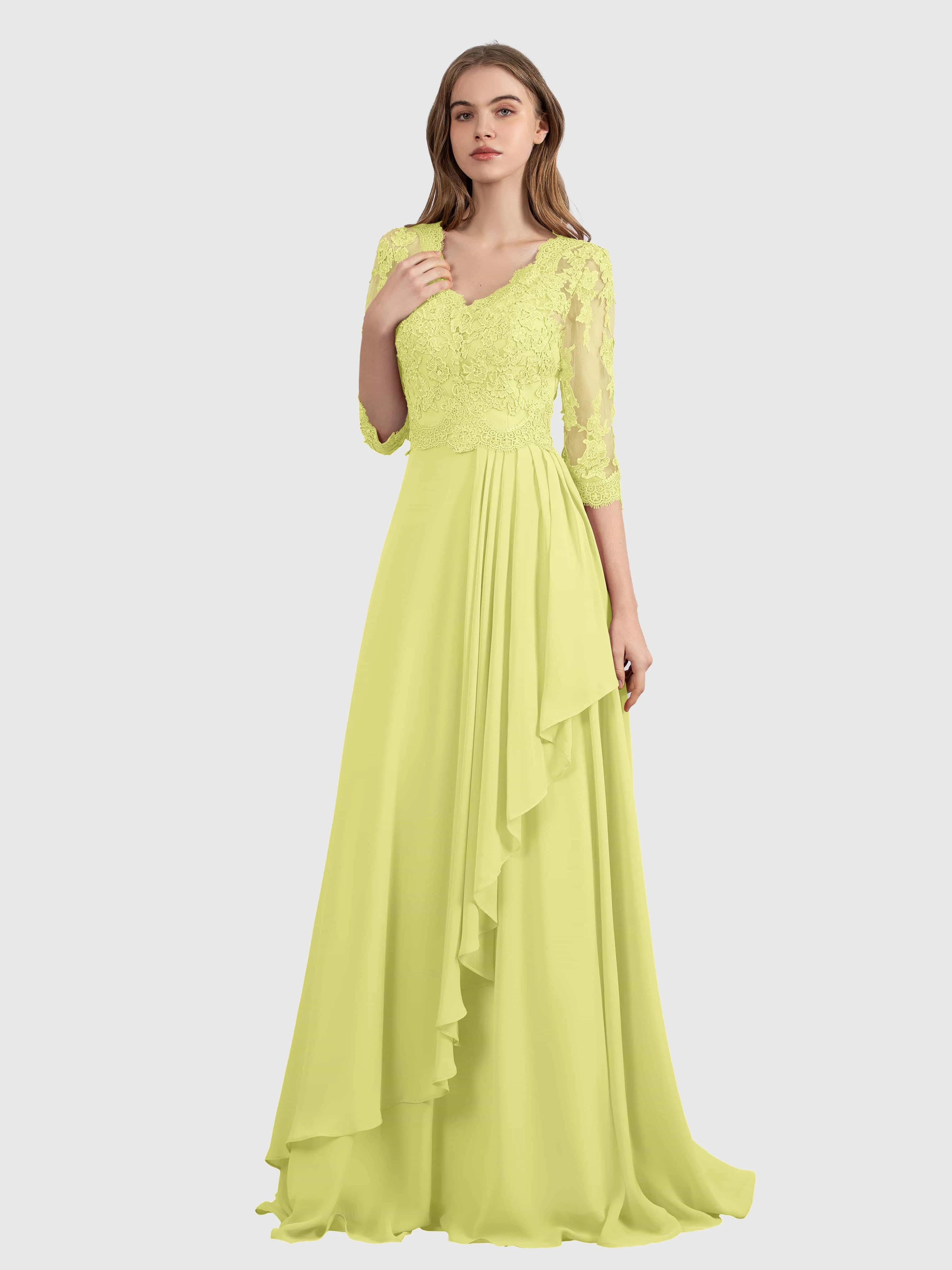 Aria Graceful Pleats Beading Lace Mother of the Bride Dresses