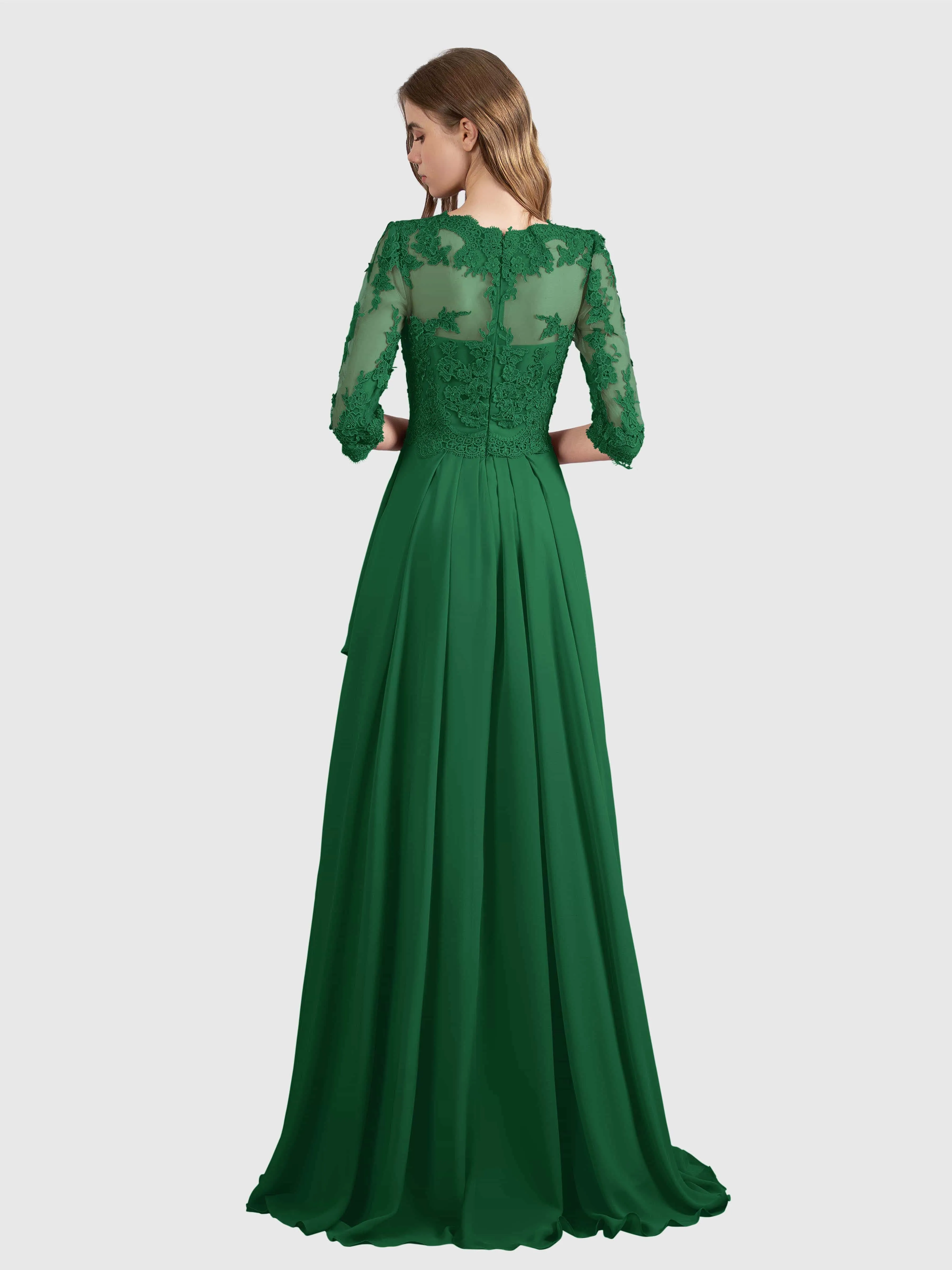 Aria Graceful Pleats Beading Lace Mother of the Bride Dresses