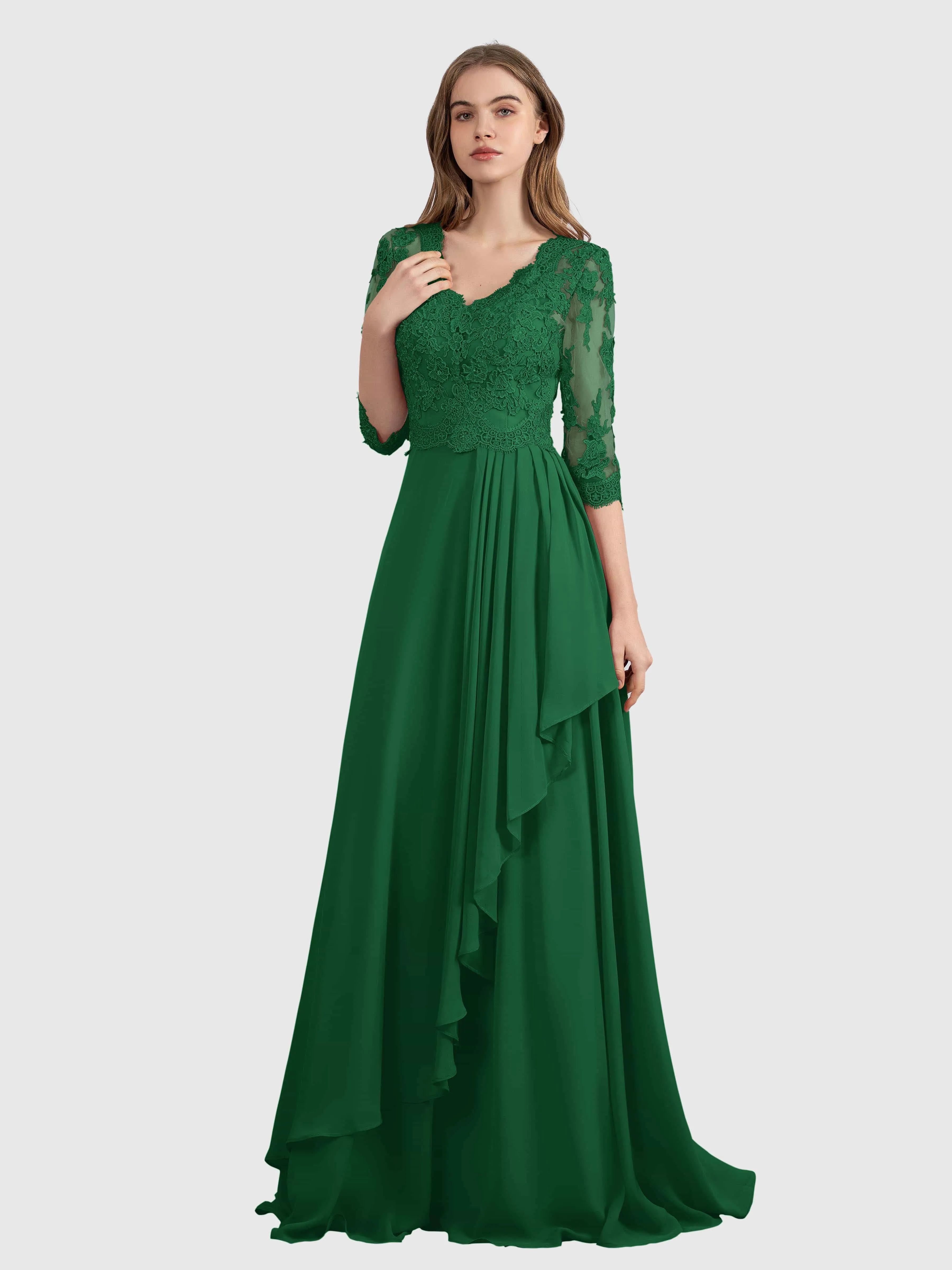 Aria Graceful Pleats Beading Lace Mother of the Bride Dresses