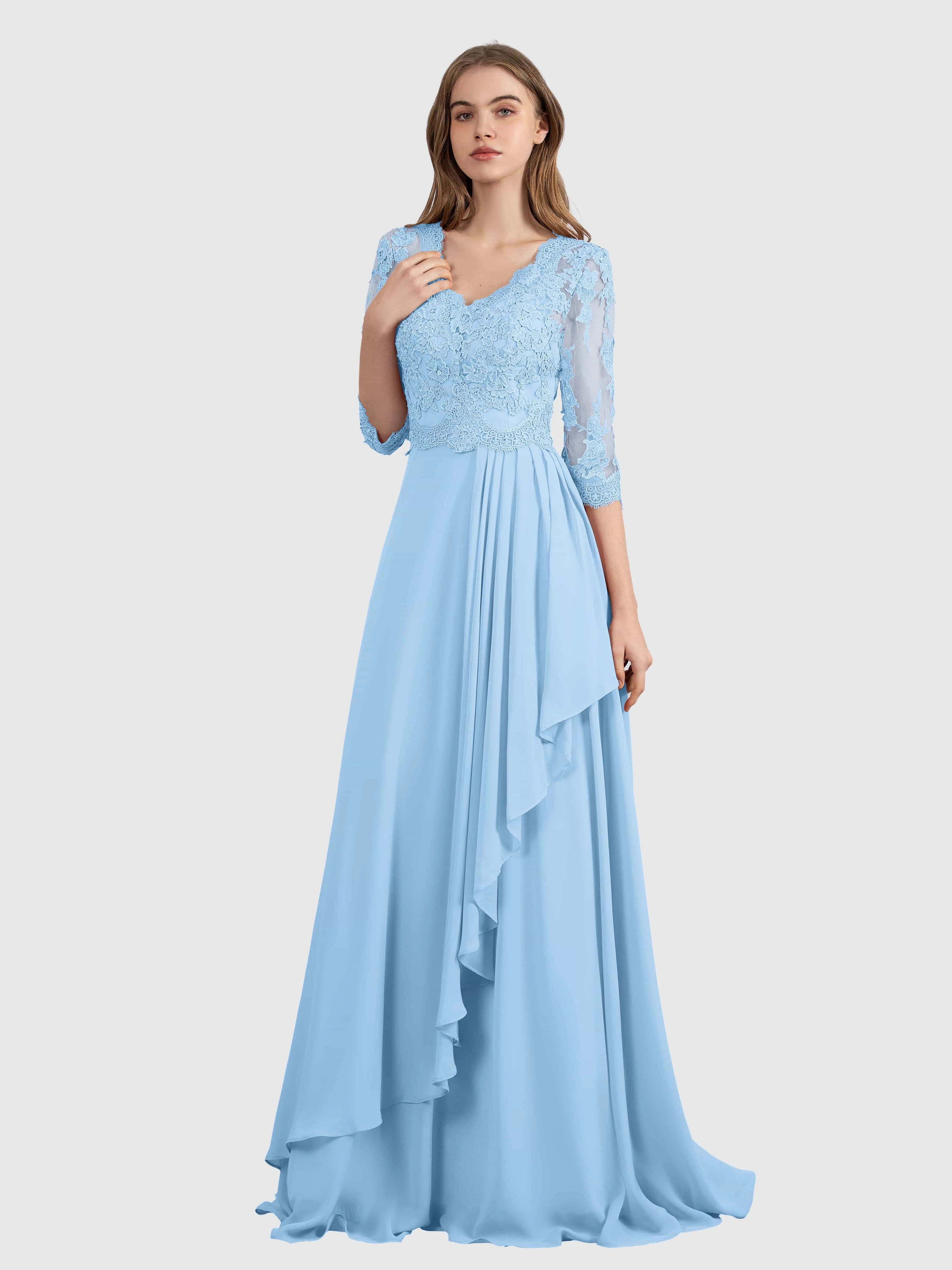 Aria Graceful Pleats Beading Lace Mother of the Bride Dresses