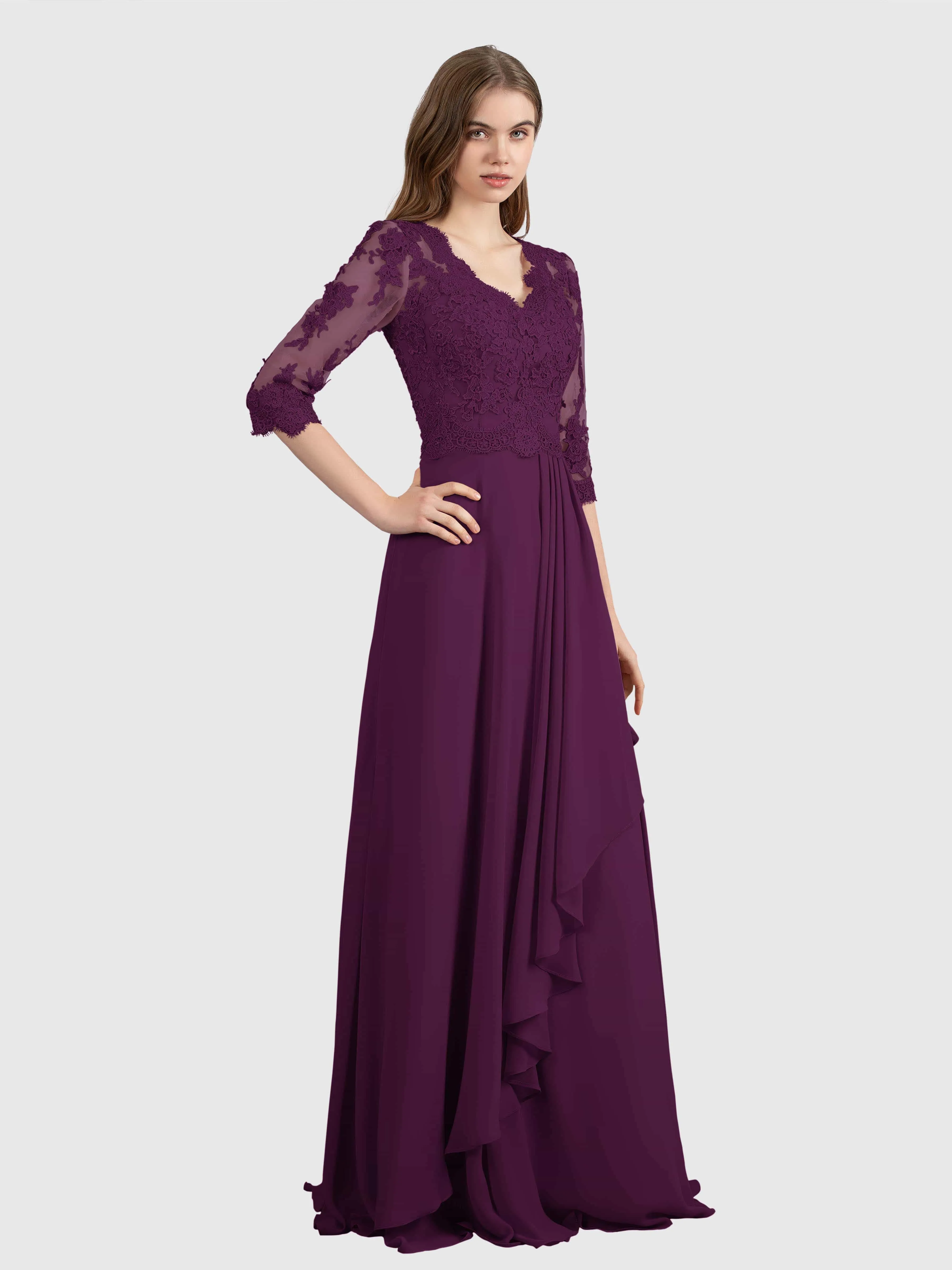 Aria Graceful Pleats Beading Lace Mother of the Bride Dresses