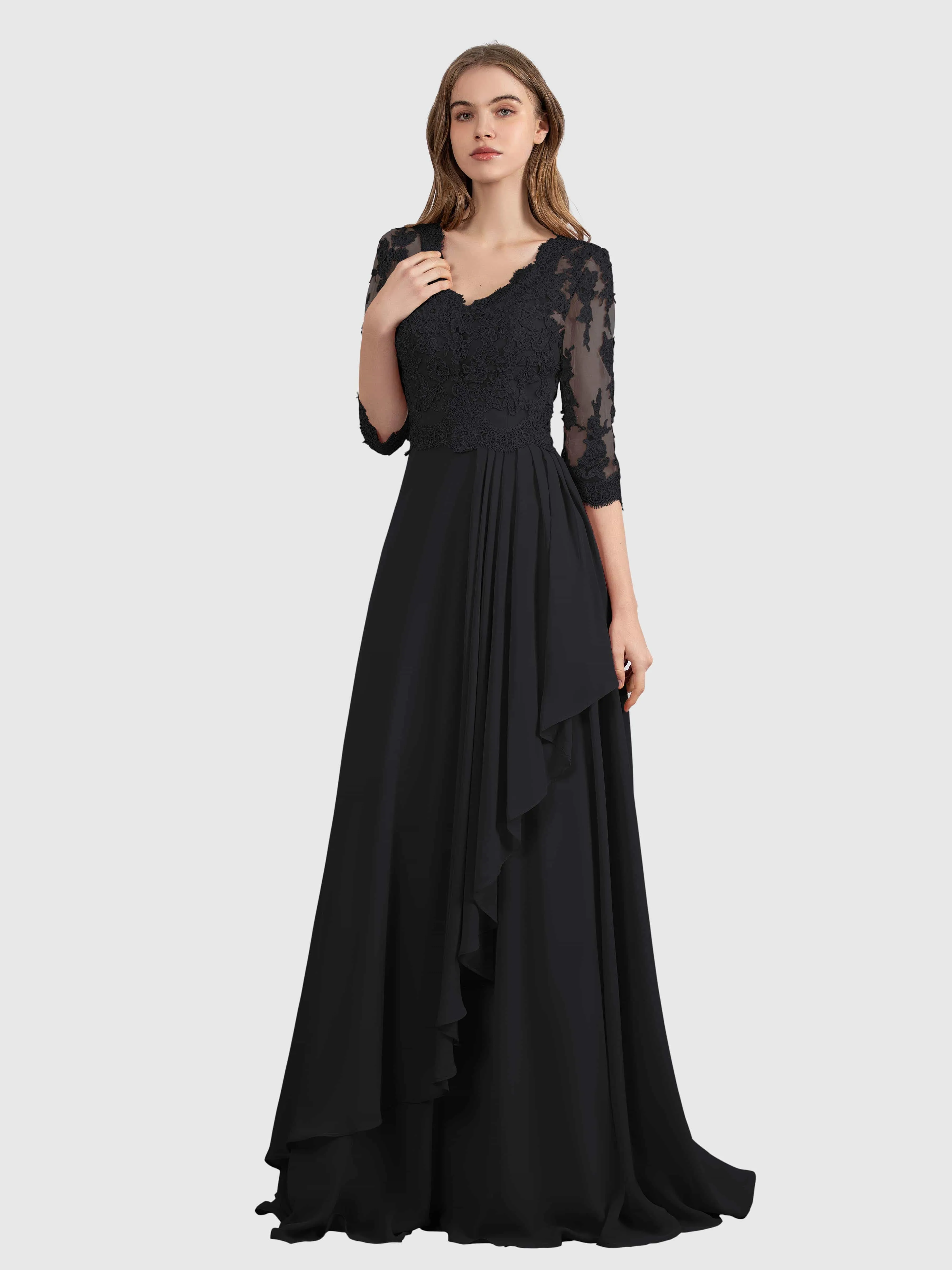 Aria Graceful Pleats Beading Lace Mother of the Bride Dresses