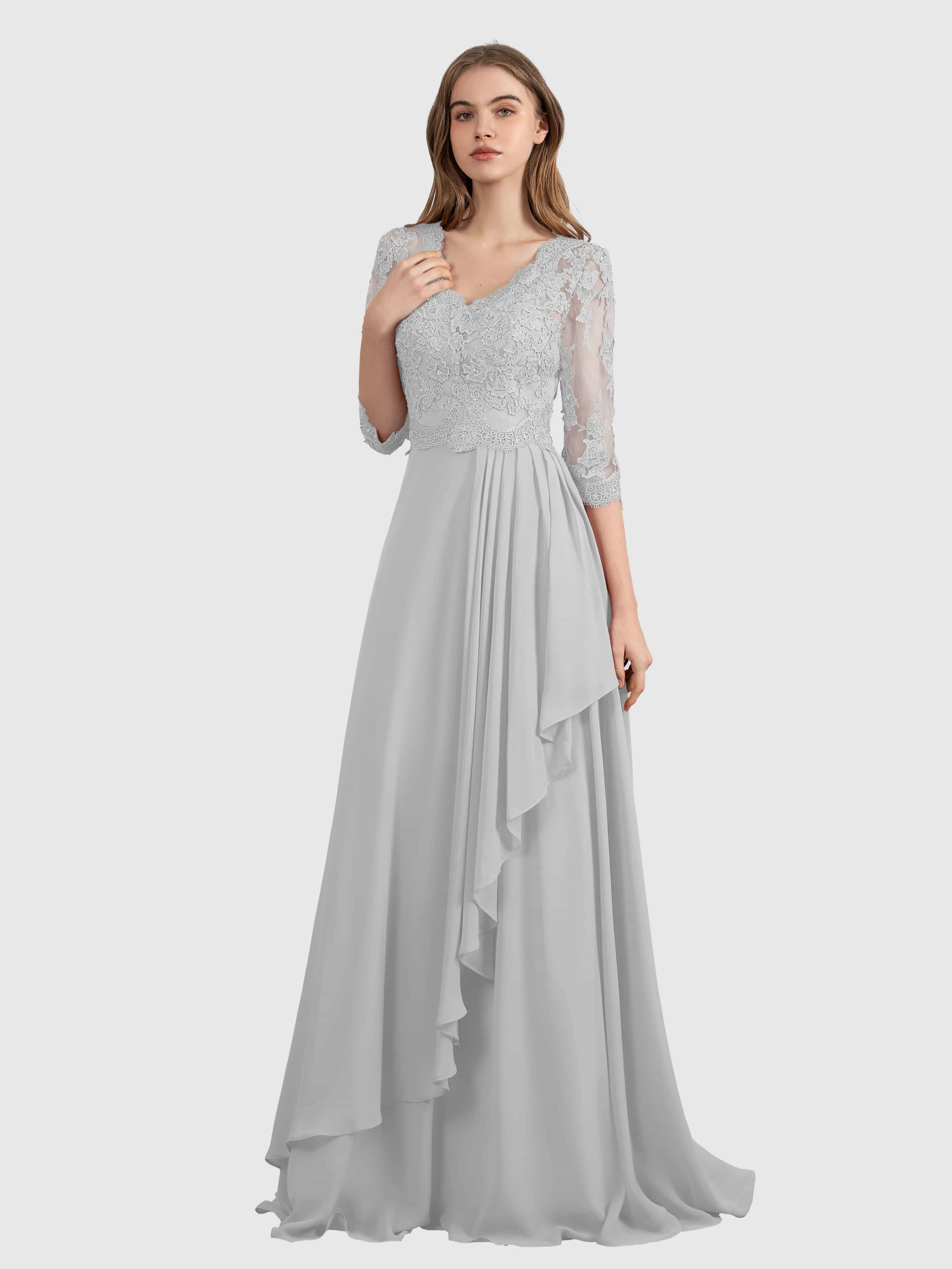 Aria Graceful Pleats Beading Lace Mother of the Bride Dresses