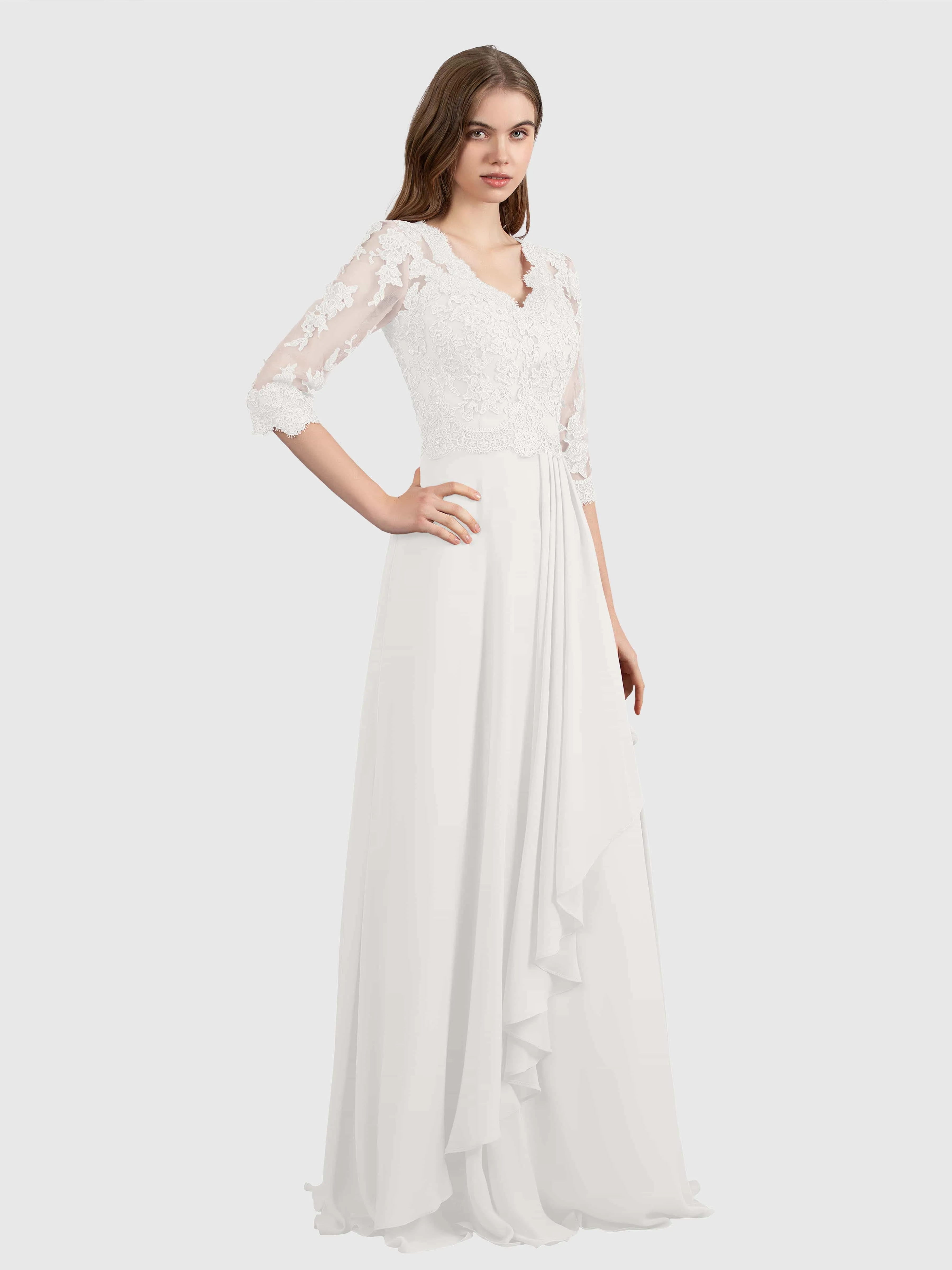 Aria Graceful Pleats Beading Lace Mother of the Bride Dresses