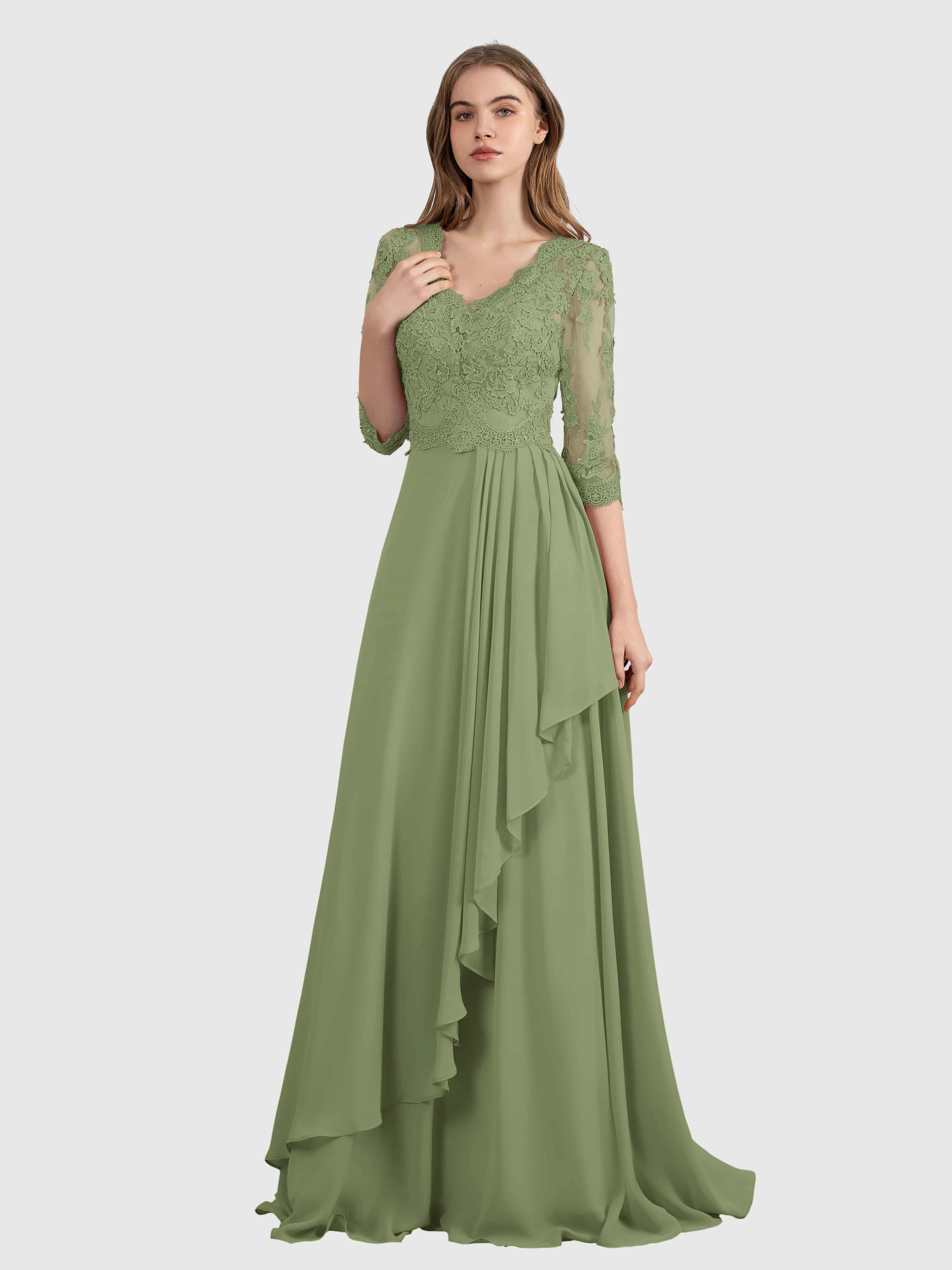 Aria Graceful Pleats Beading Lace Mother of the Bride Dresses