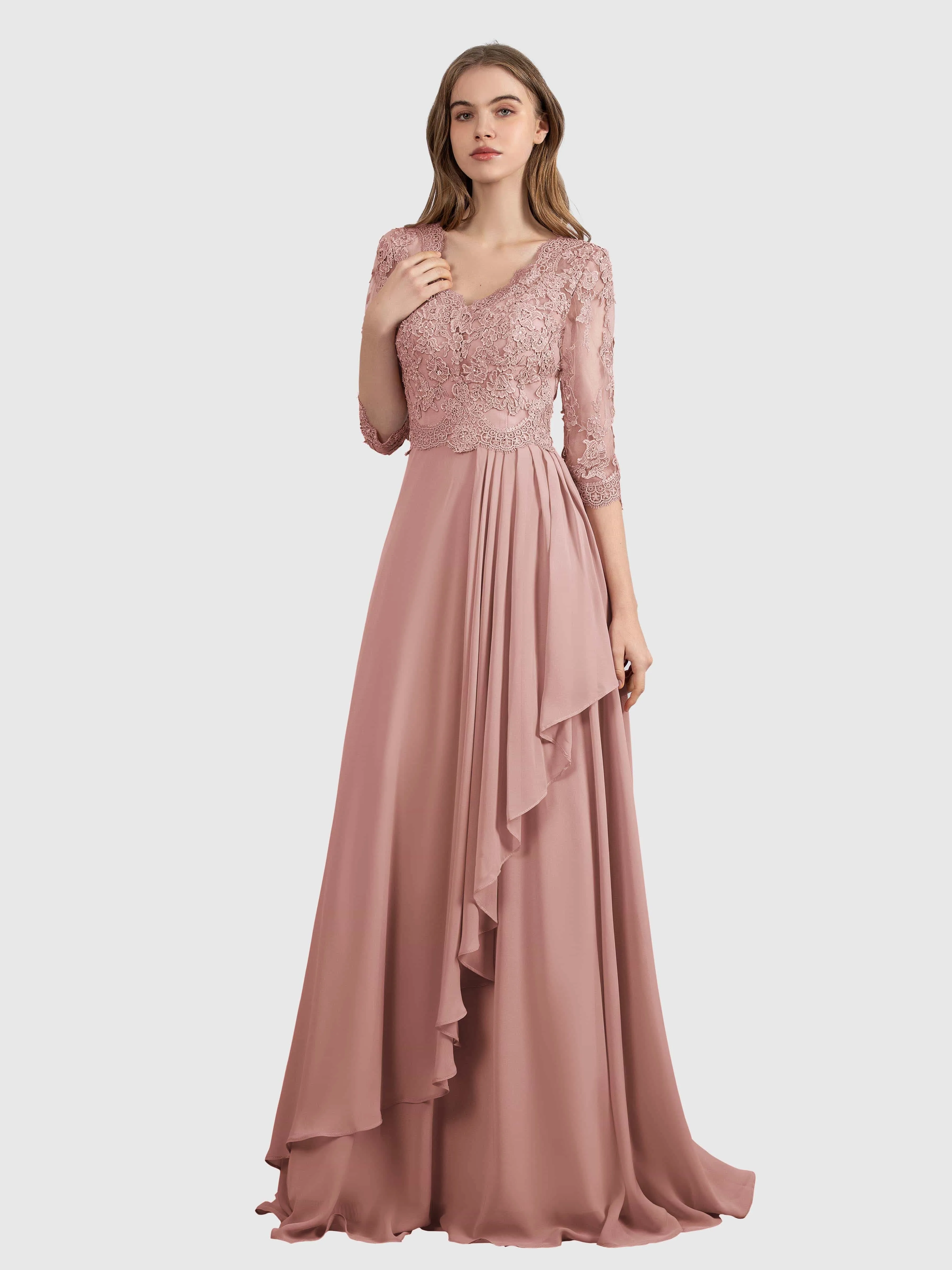 Aria Graceful Pleats Beading Lace Mother of the Bride Dresses