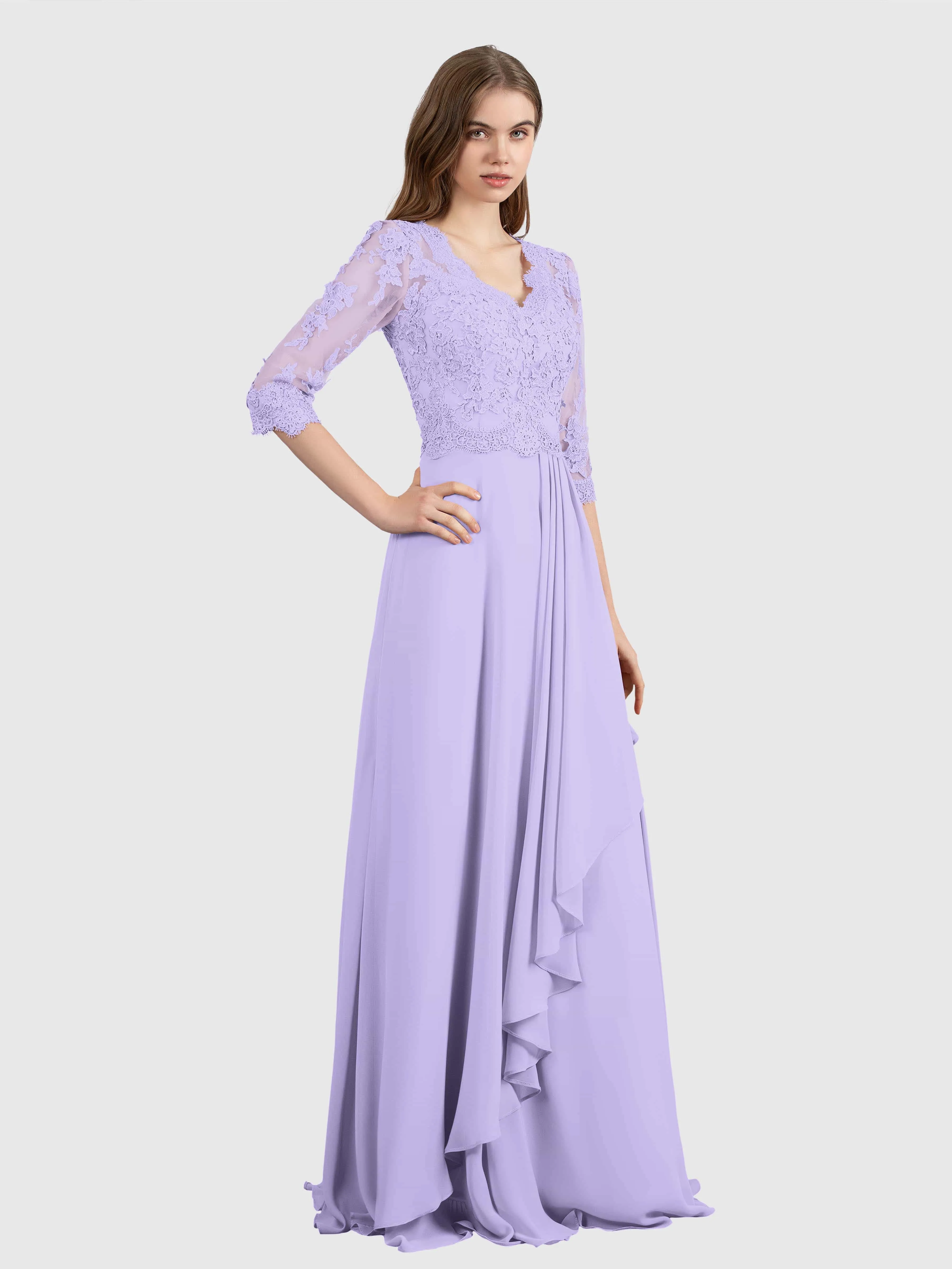 Aria Graceful Pleats Beading Lace Mother of the Bride Dresses