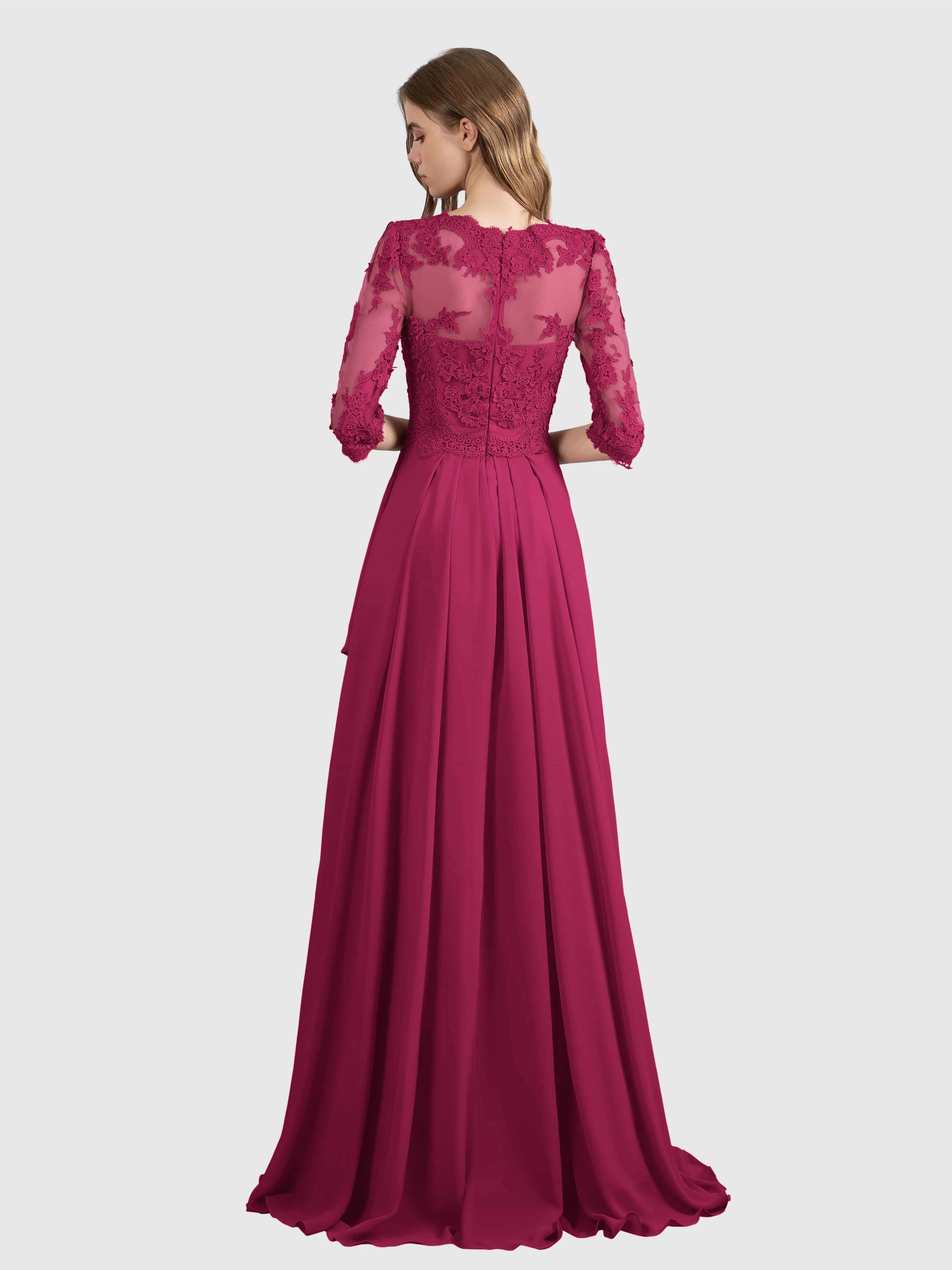 Aria Graceful Pleats Beading Lace Mother of the Bride Dresses