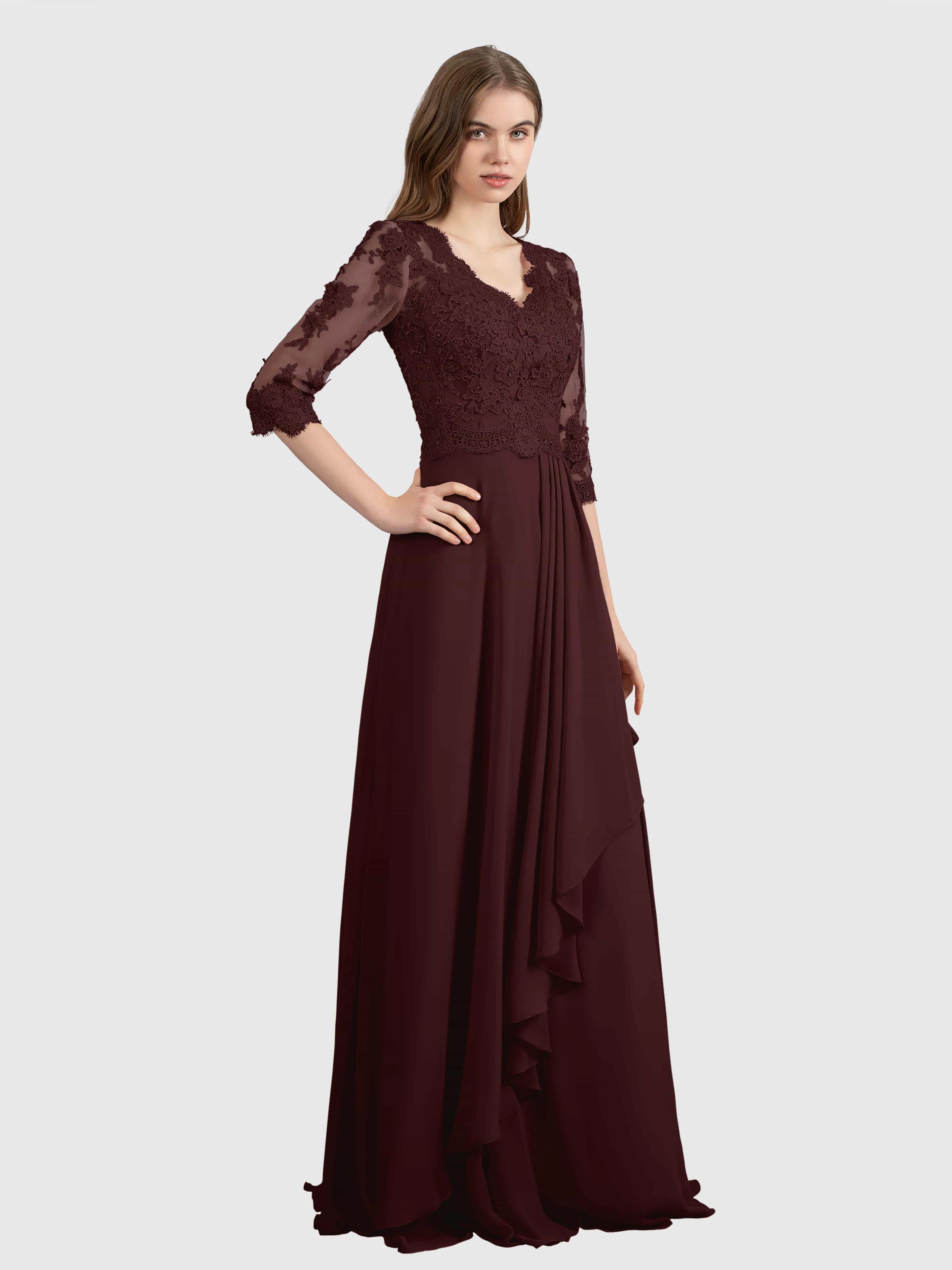 Aria Graceful Pleats Beading Lace Mother of the Bride Dresses