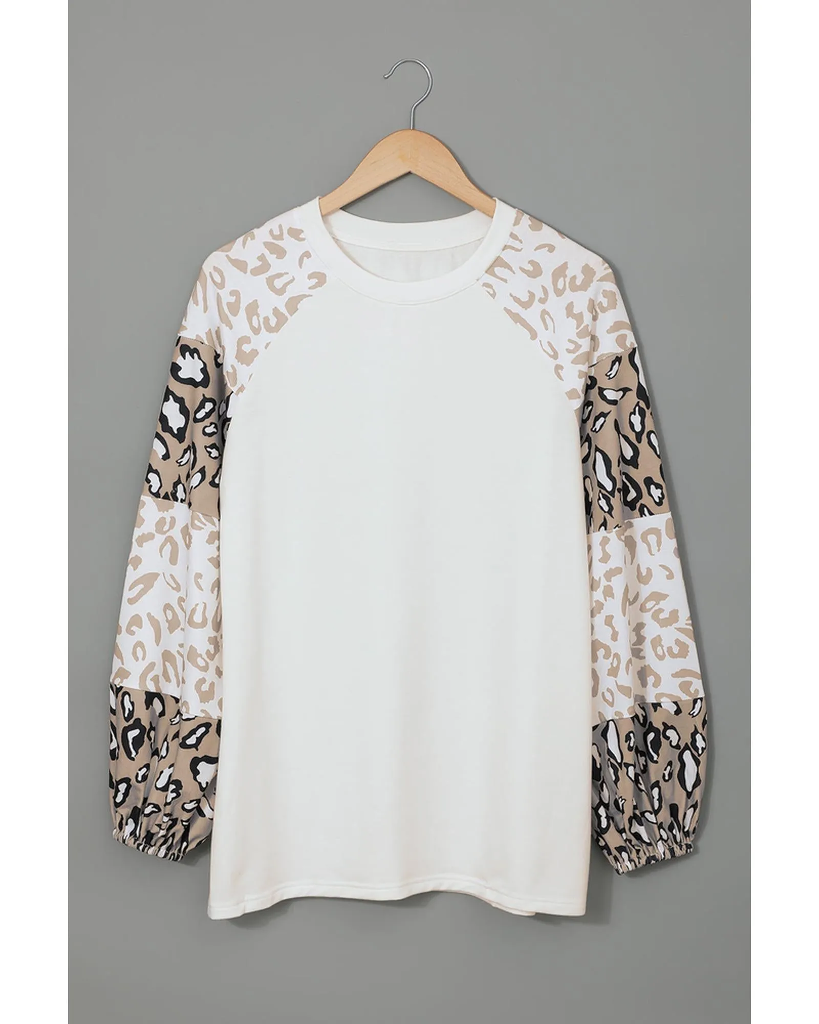 Azura Exchange Leopard Print Bubble Sleeve Top - M