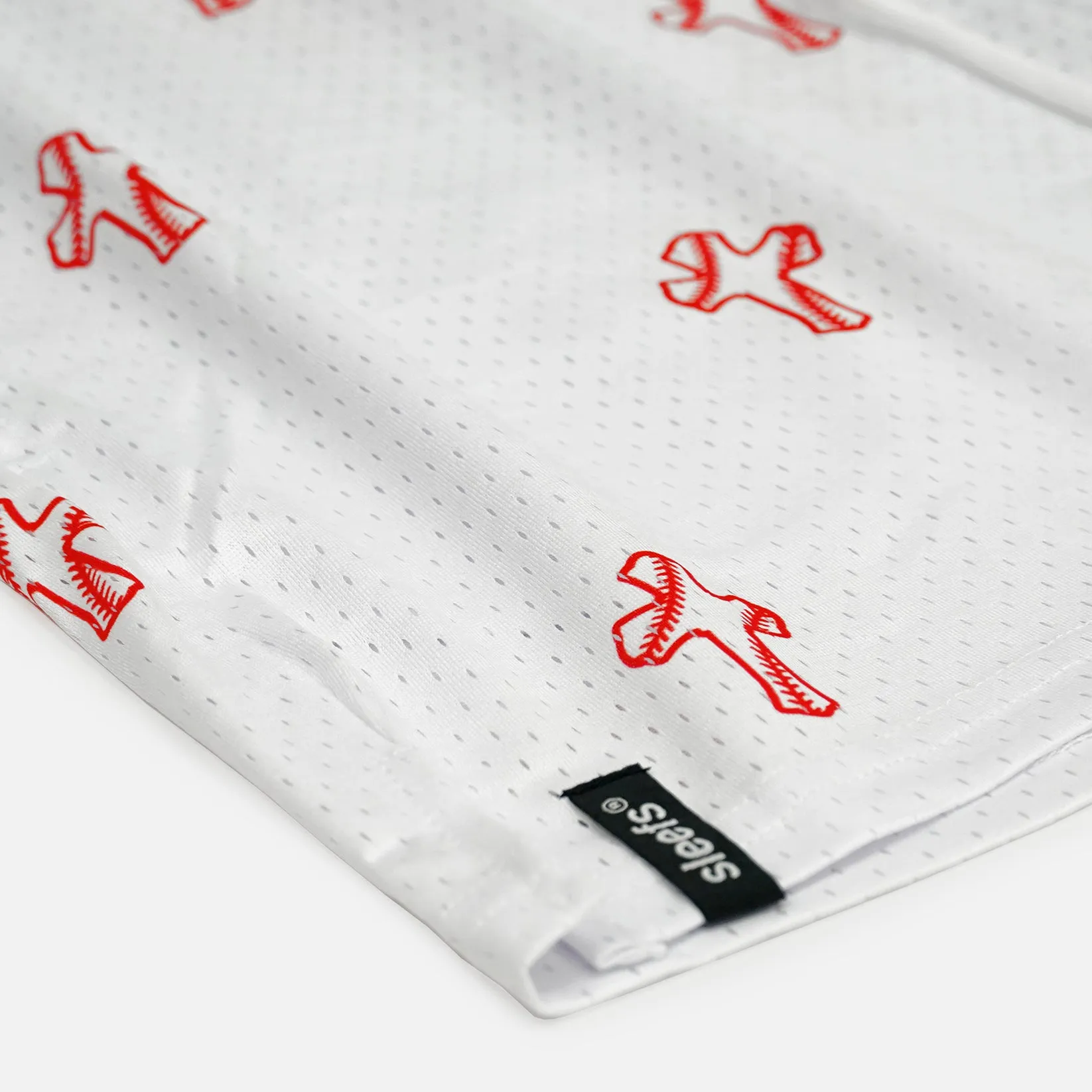 Baseball Cross Pattern White Shorts - 5"