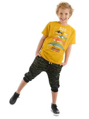 big whales erkek çocuk t-shirt kapri takim