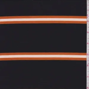 Black/Pumpkin Stripe Double Brushed French Terry Knit Fabric