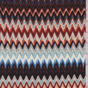 Black/Rust Orange/Royal Zig Zag ITY Jersey Knit Fabric