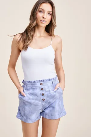 Blue Pinstripe Paperbag Shorts