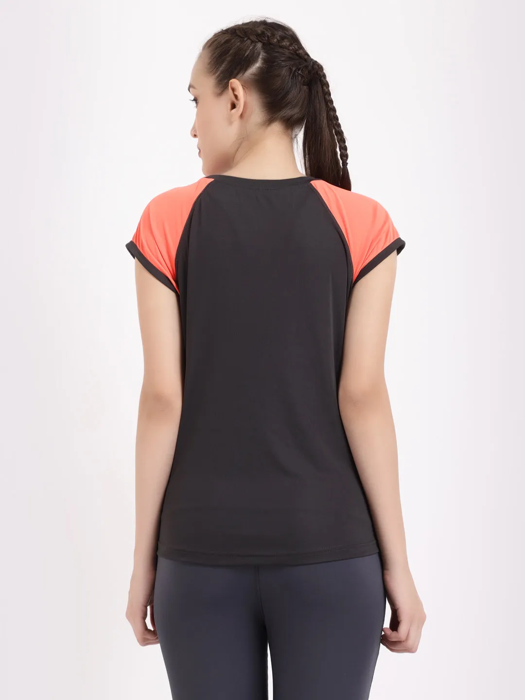 Charcoal Neon Orange Feel Free Tee