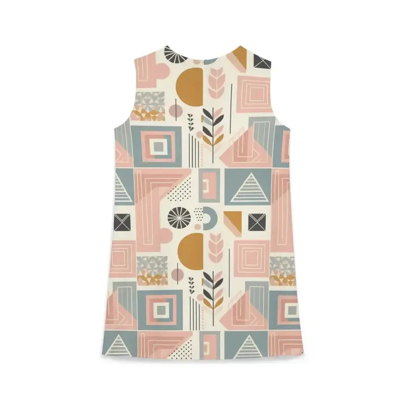 Chic Sleeveless Dress Jewel Neckline Abstract Pattern