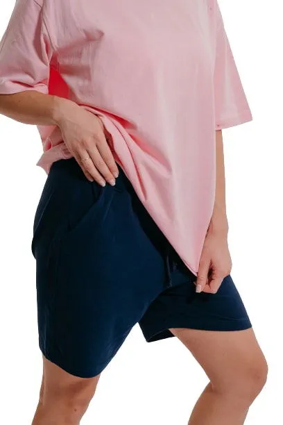 Colorful Comfy Sweatshorts-Navy