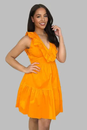 Cotton Sleeveless Frilled Strappy Back Dress