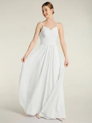 Cross Pleated Bodice Spaghetti Strap Dresses Ivory Plus Size