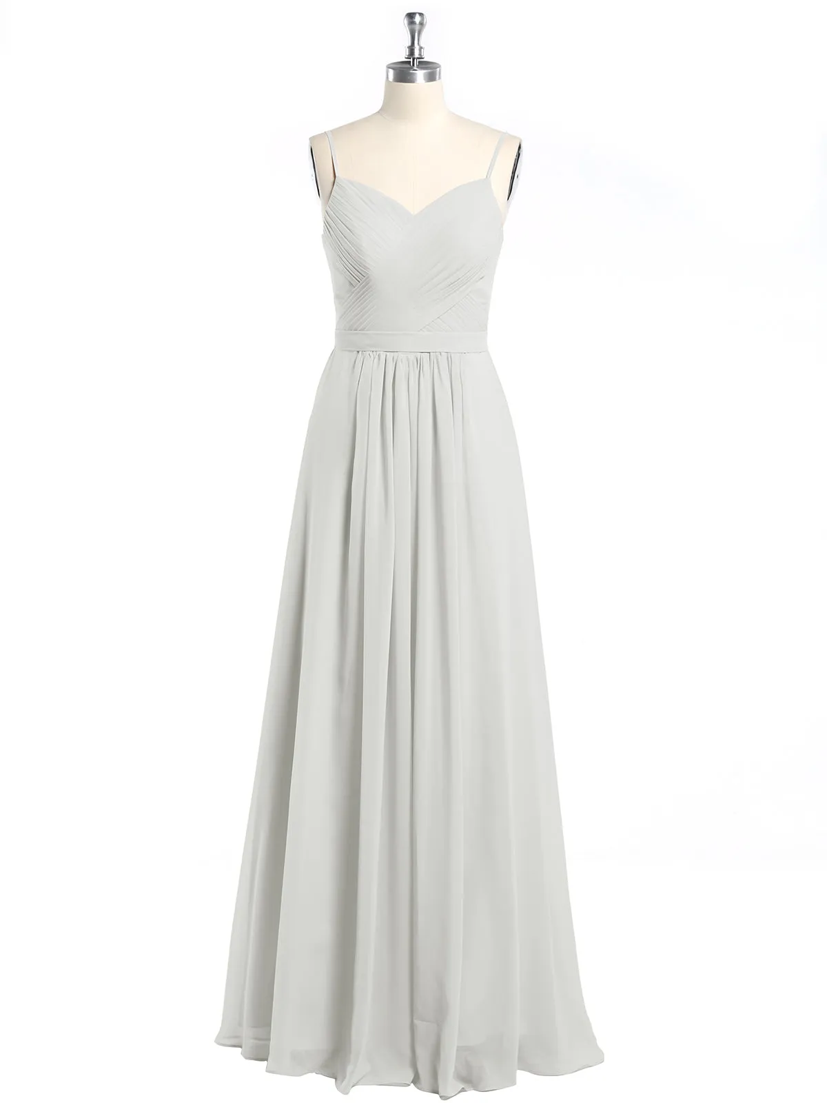 Cross Pleated Bodice Spaghetti Strap Dresses Ivory Plus Size