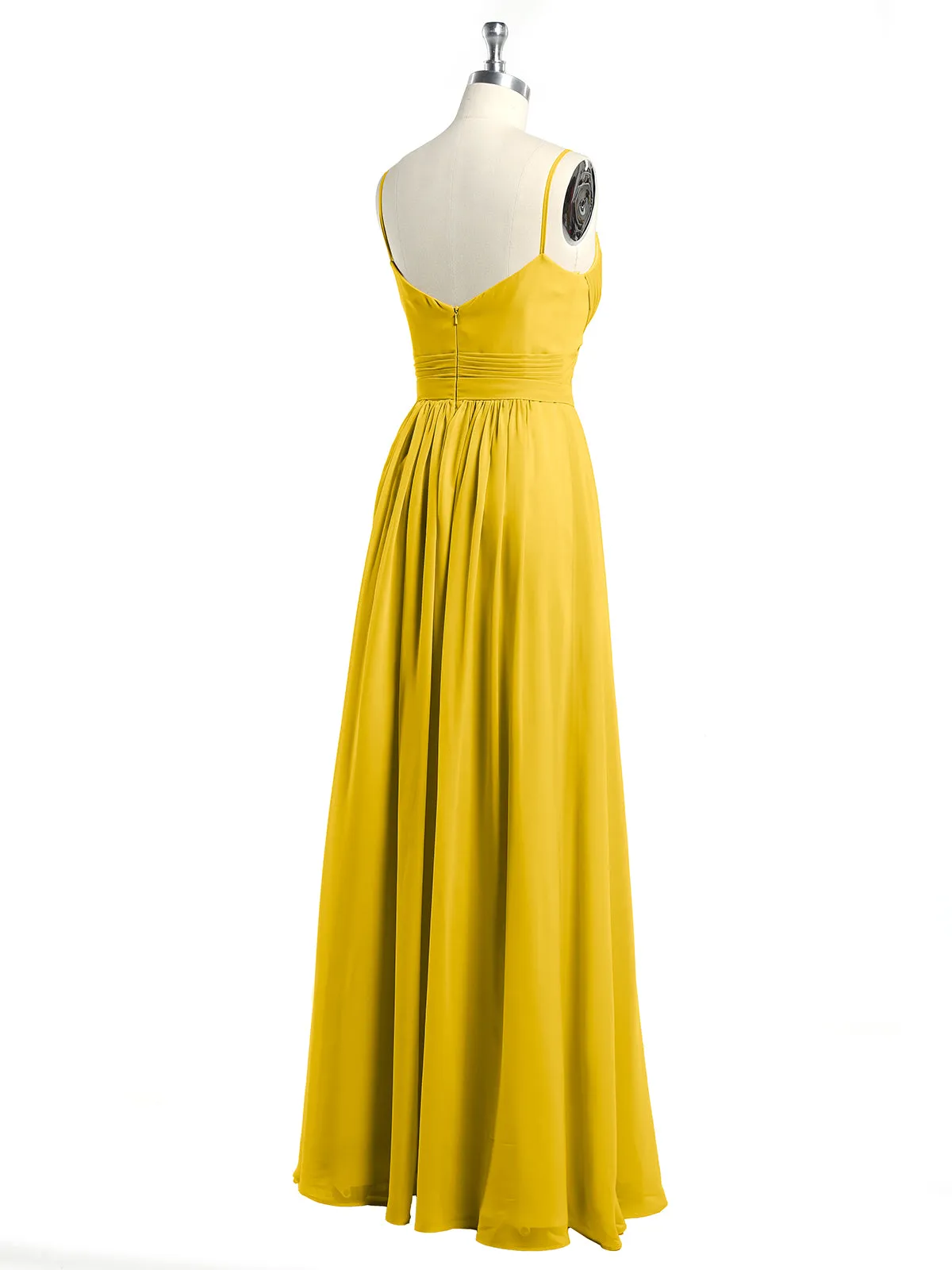 Cross Pleated Bodice Spaghetti Strap Dresses Marigold Plus Size