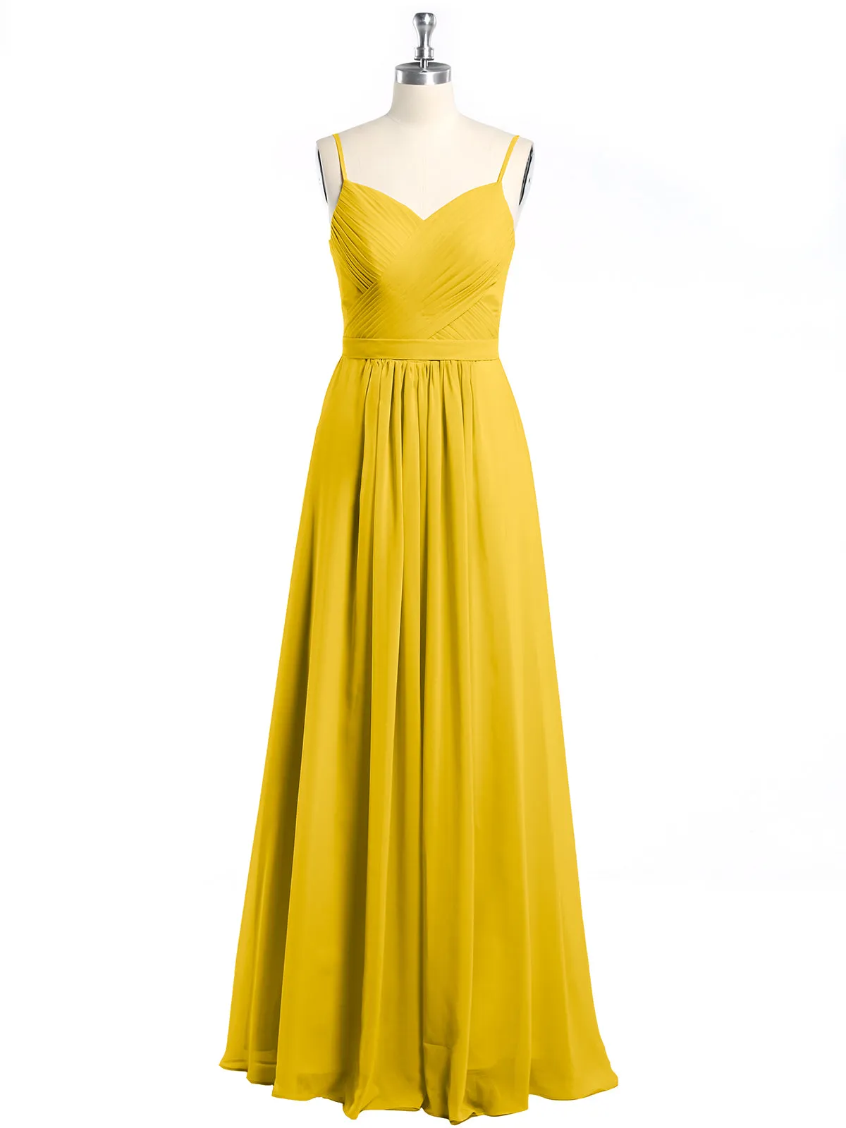 Cross Pleated Bodice Spaghetti Strap Dresses Marigold Plus Size