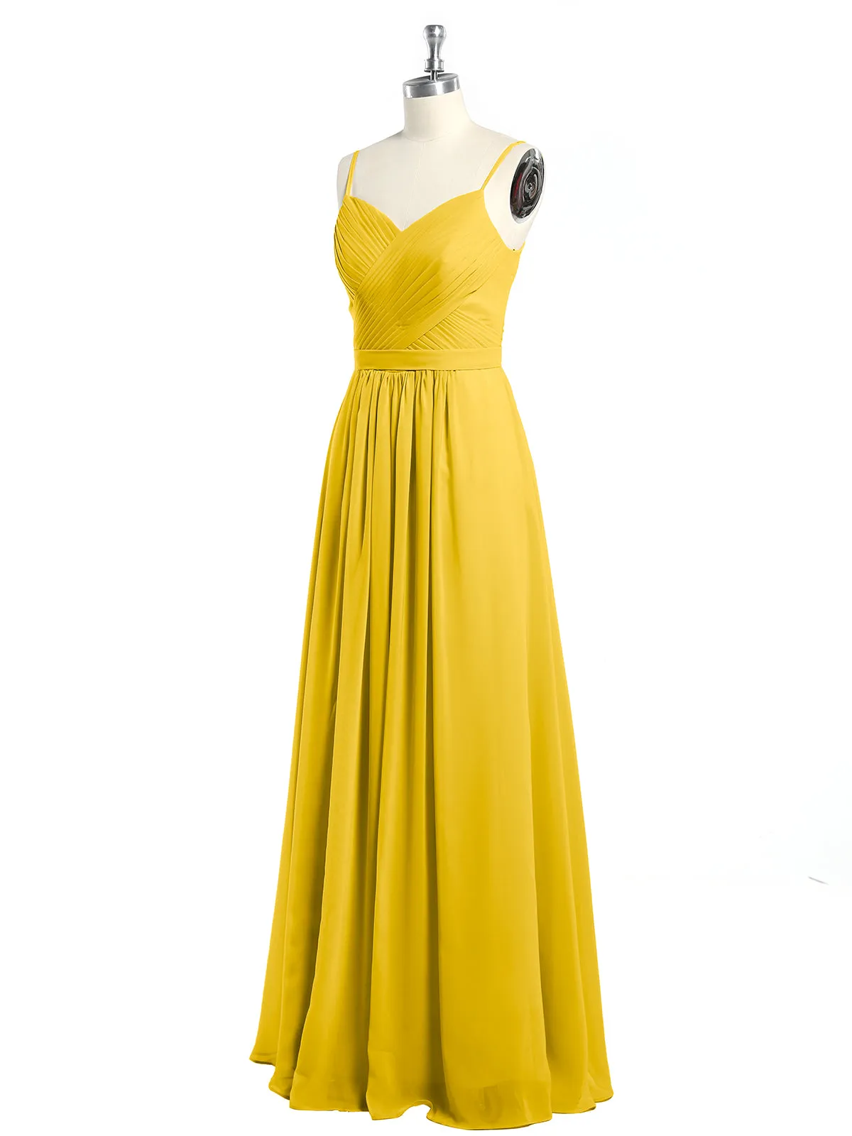 Cross Pleated Bodice Spaghetti Strap Dresses Marigold Plus Size