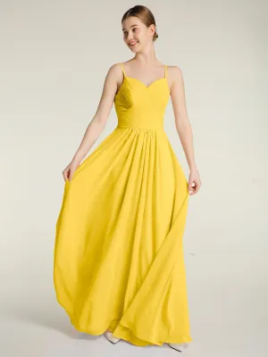 Cross Pleated Bodice Spaghetti Strap Dresses Marigold Plus Size