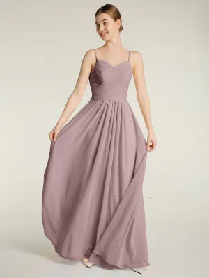 Cross Pleated Bodice Spaghetti Strap Dresses Vintage Mauve Plus Size