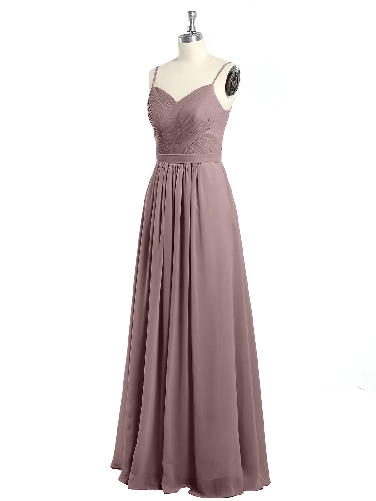 Cross Pleated Bodice Spaghetti Strap Dresses Vintage Mauve Plus Size